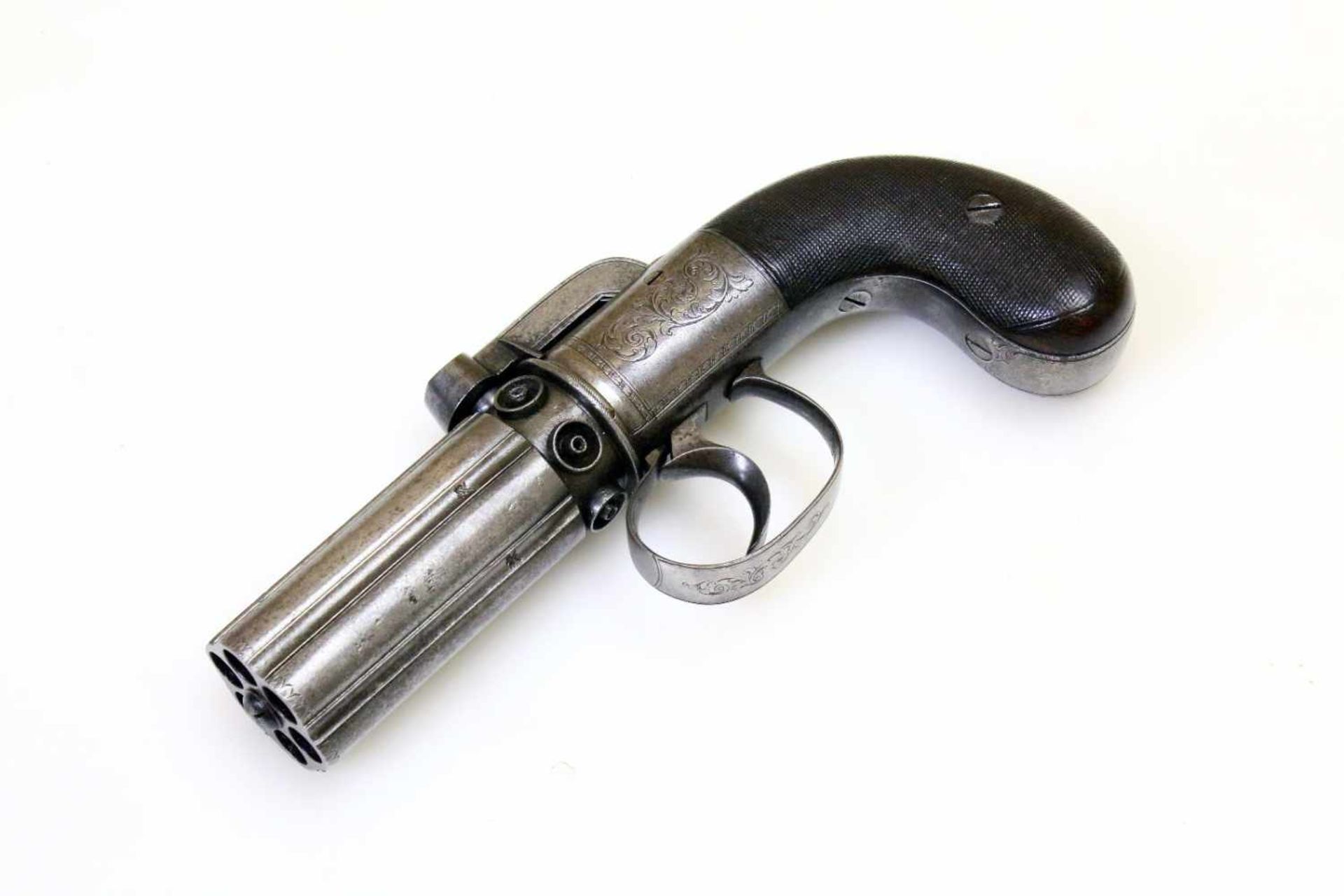 Bündelrevolver - Naylor "Self Revolving Pistol" um 1850 Cal. 8mm Perk. (wohl .32), Zustand 1-2. 6- - Bild 5 aus 10