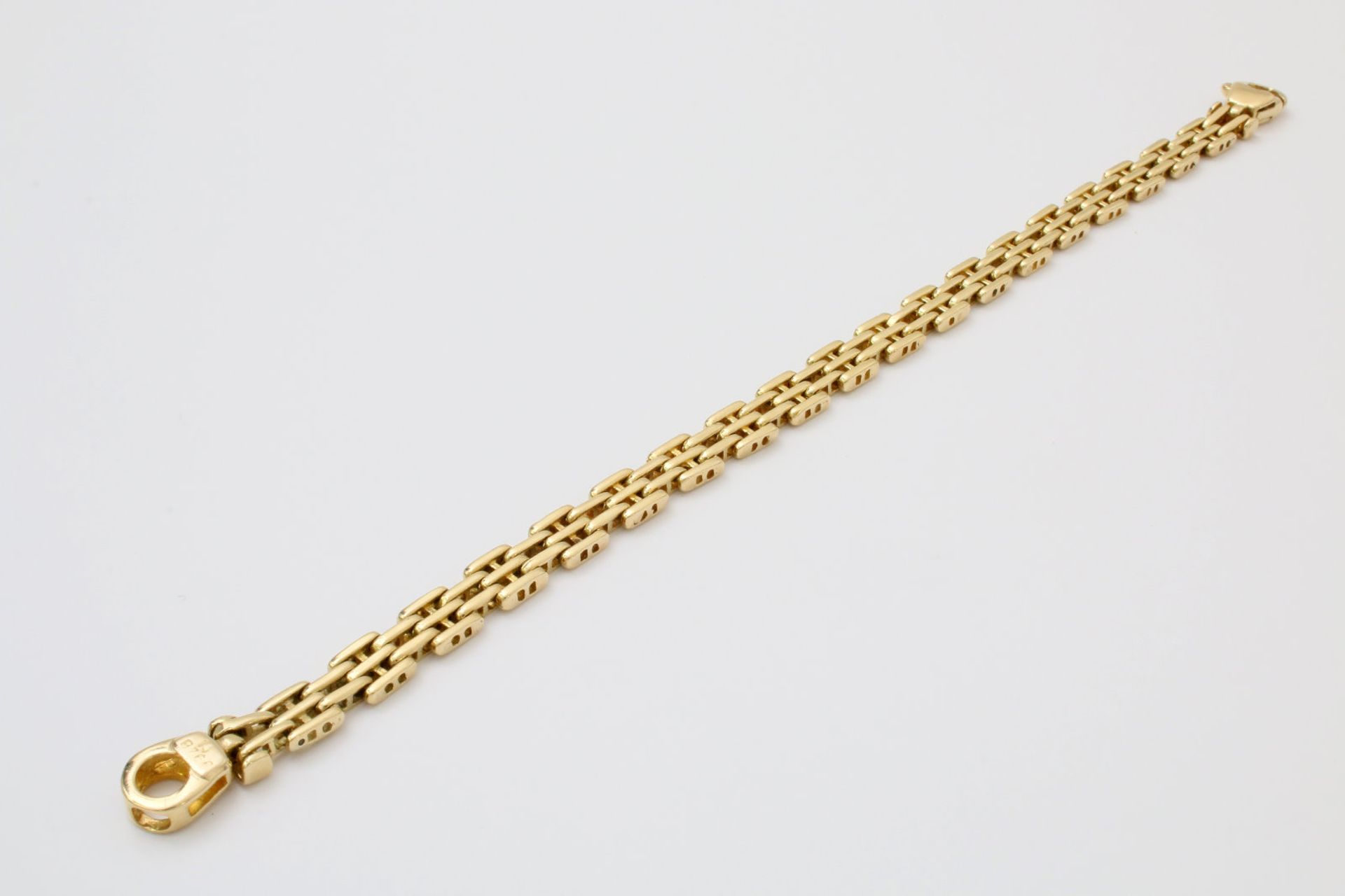 Gelbgold Armband GG 585, 2/3 reihige Backsteinkette, solider Federhakenverschluss. Länge: 20,5 cm,