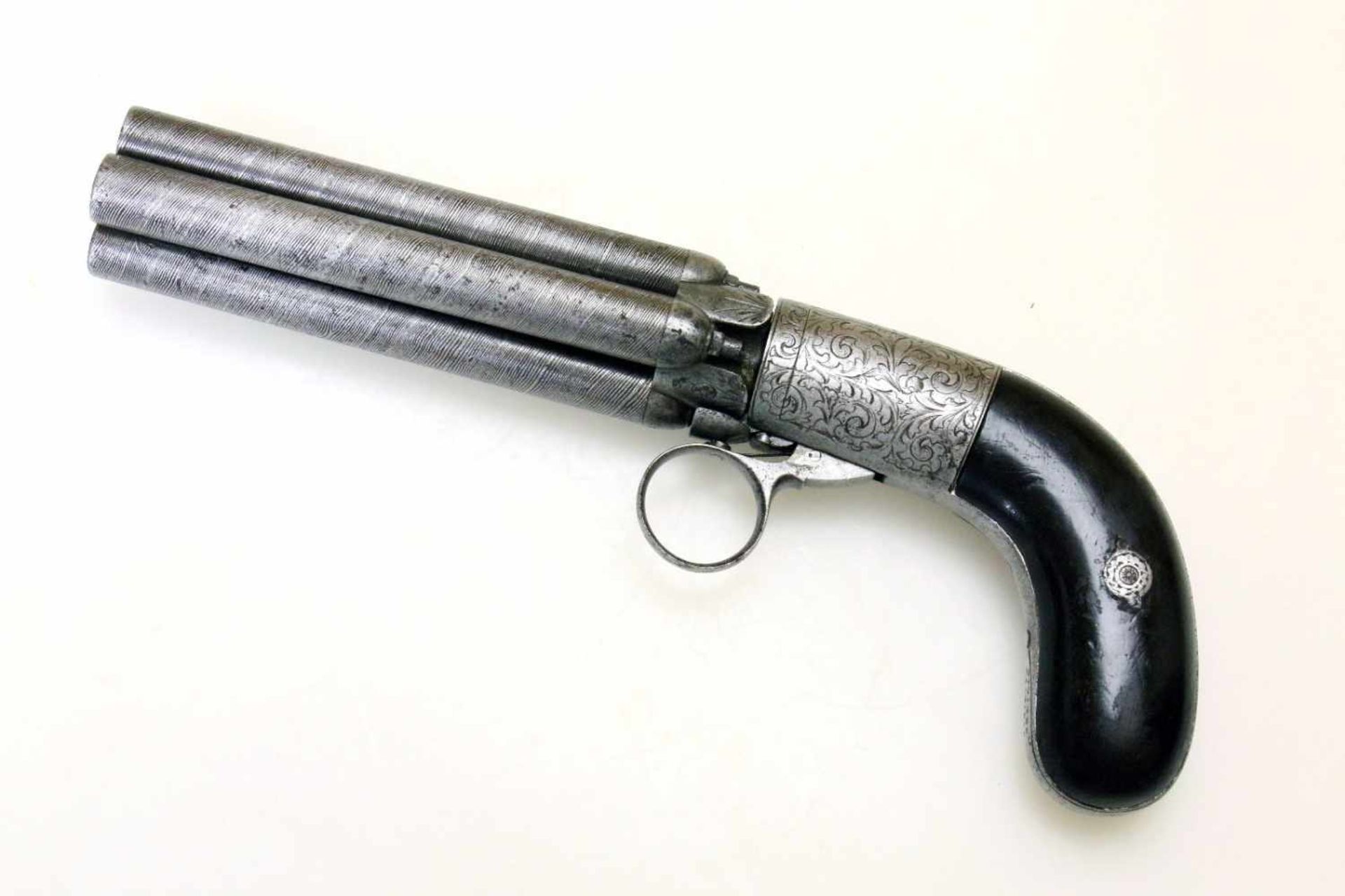 Bündelrevolver - Mariette, Liège um 1850 Cal. 9mm Perk. (wohl .36), Zustand 2. 4-schüssiges, - Bild 3 aus 8