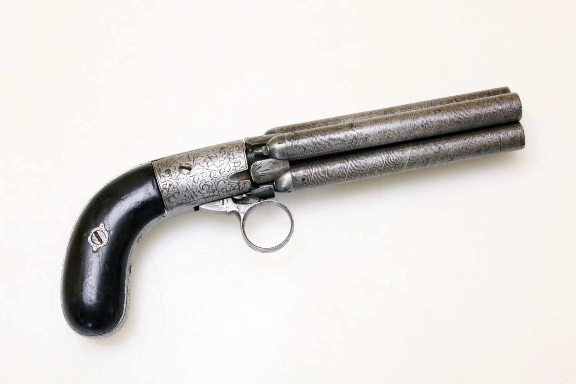 Bündelrevolver - Mariette, Liège um 1850 Cal. 9mm Perk. (wohl .36), Zustand 2. 4-schüssiges,