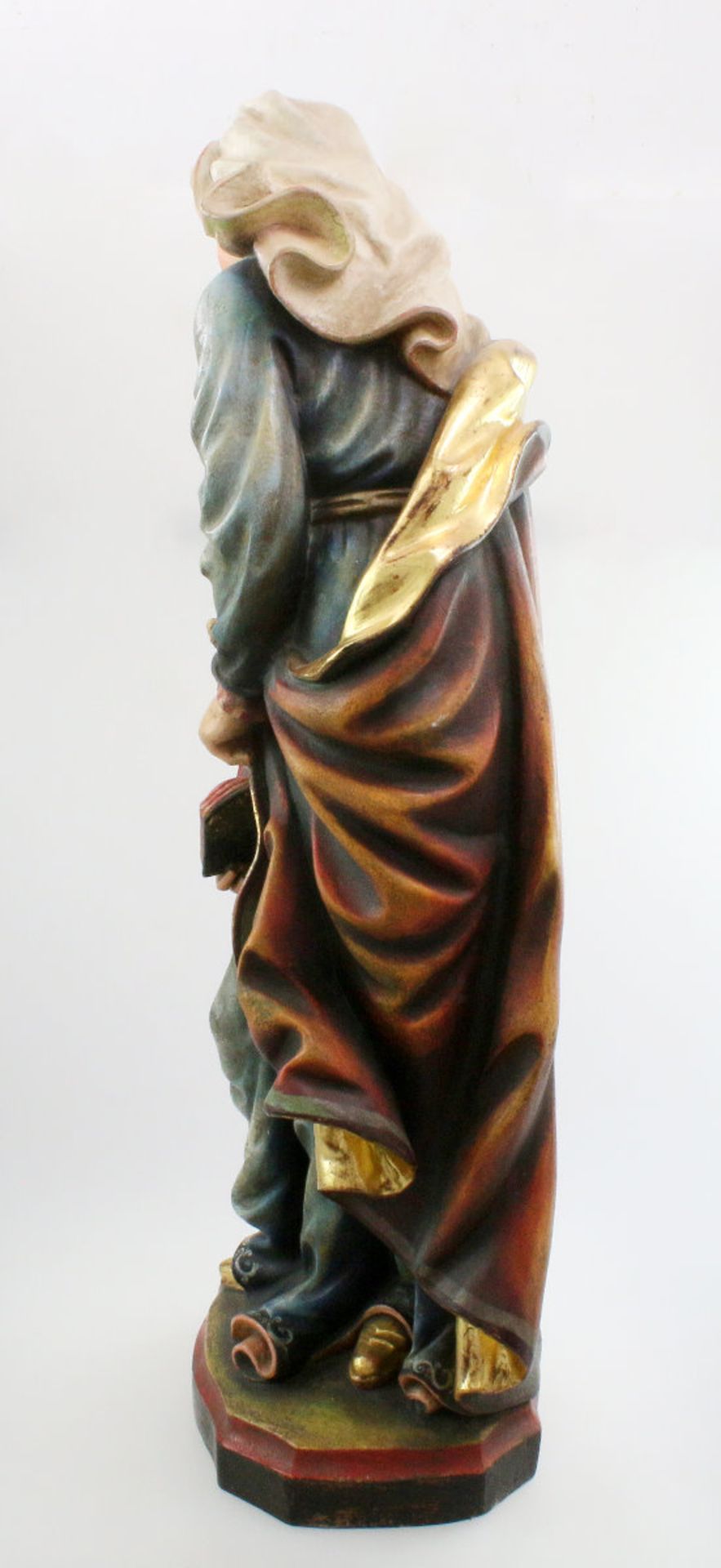 Große Holzfigur - Anna Selbdritt mit Maria Polychrom- und goldstaffiert, Anna Selbdritt mit - Bild 4 aus 8