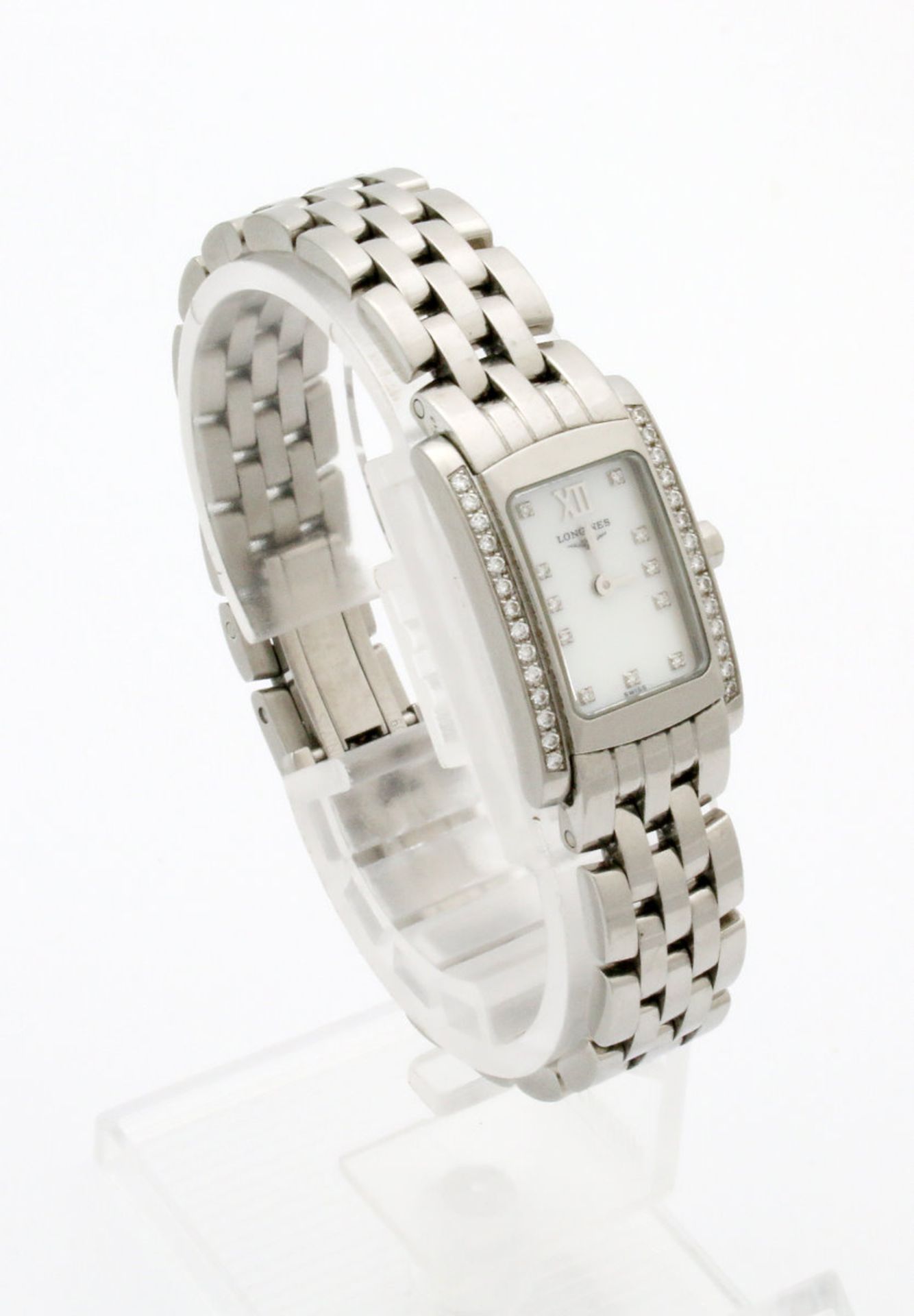 Armbanduhr Longines "Dolce Vita" mit Brillanten Quarzwerk, Edelstahlgehäuse, Maße: 27 x 16 mm,