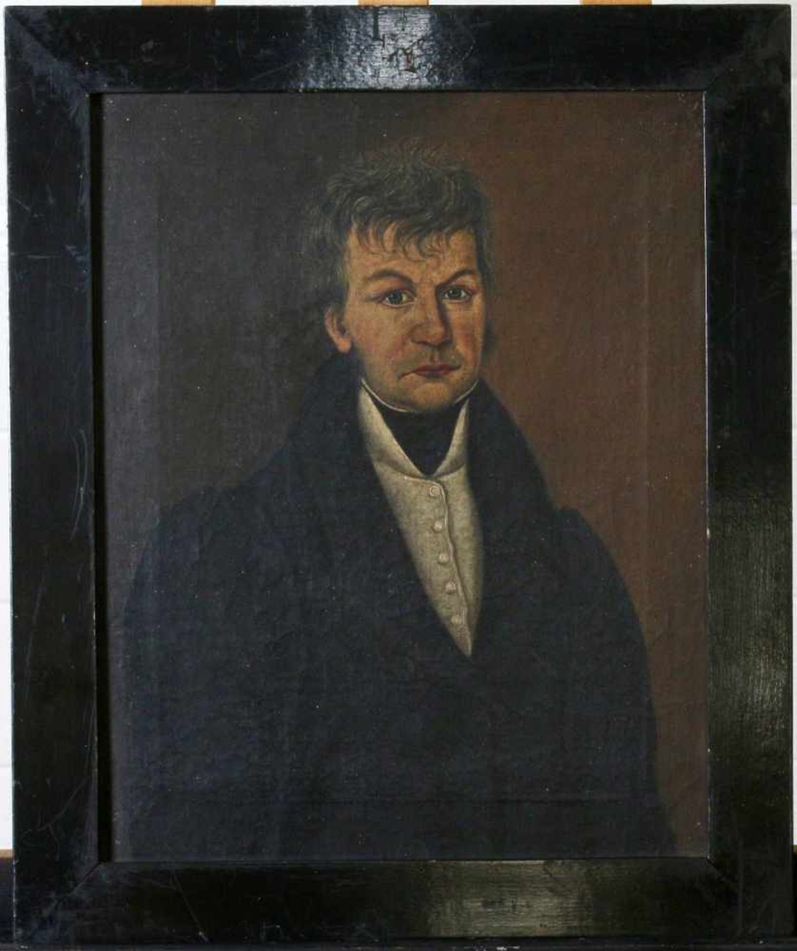 Biedermeier Gemälde - "Herrenportrait" um 1840 Öl auf Leinwand, Brustportrait eines unbekannten - Bild 2 aus 2