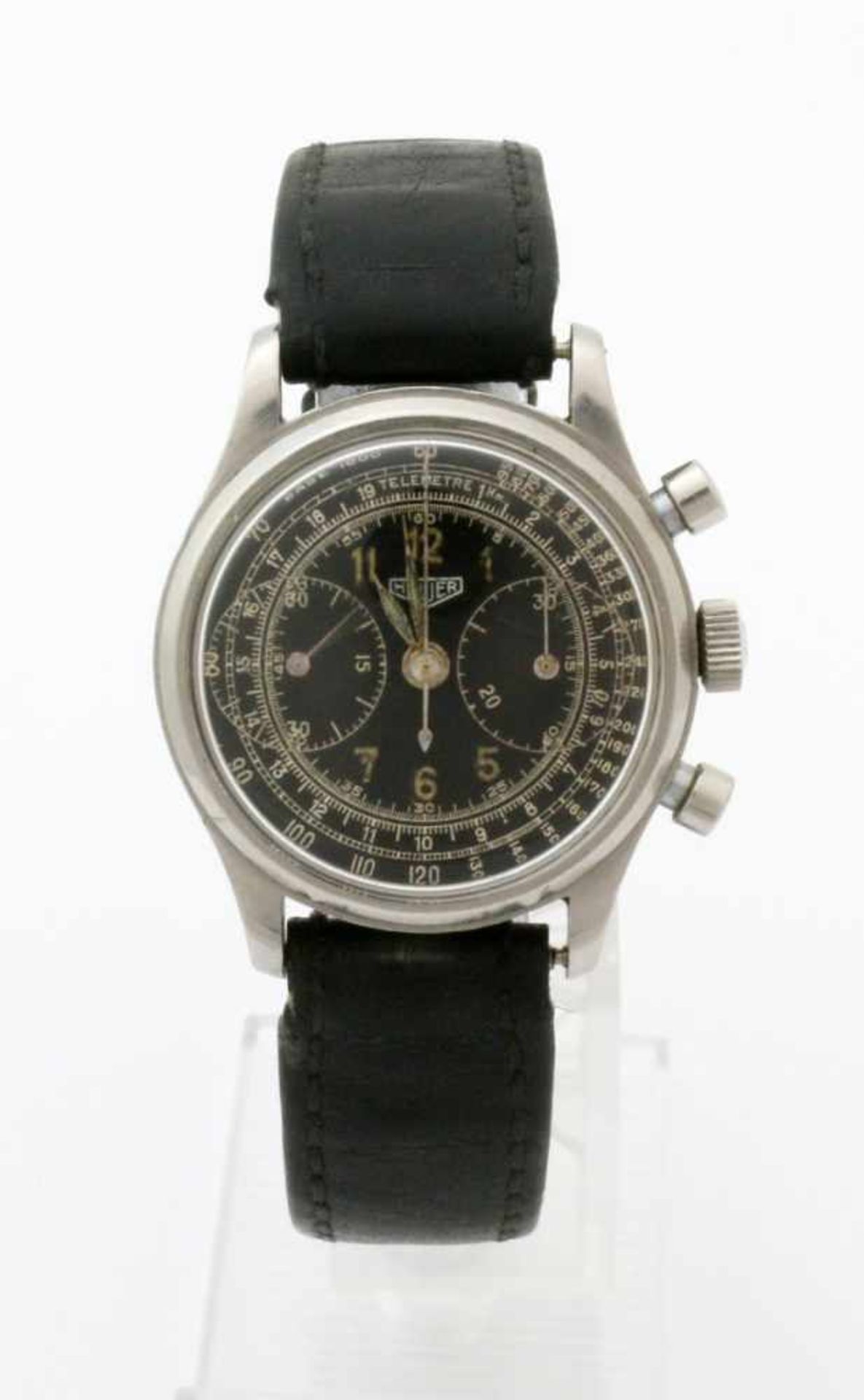 Armbanduhr HEUER Chronograph um 1930/40 - äußerst selten! Handaufzugswerk HEUER, Ref. 2400-2416, 3- - Bild 2 aus 7