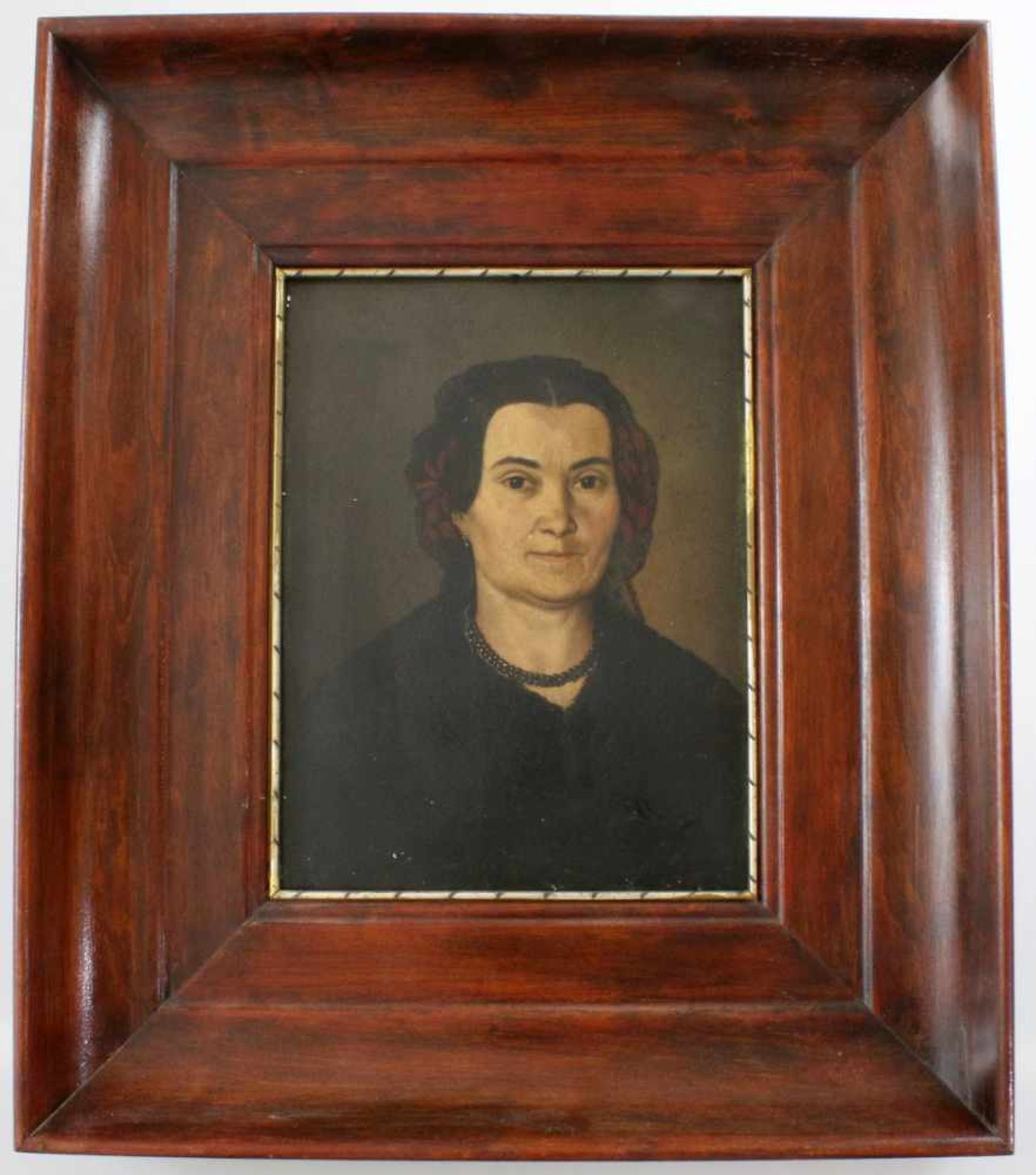 Biedermeier Gemälde - "Damenportrait" Öl auf Blech, unsigniert. Maße: 27 x 35 cm. - Bild 2 aus 3