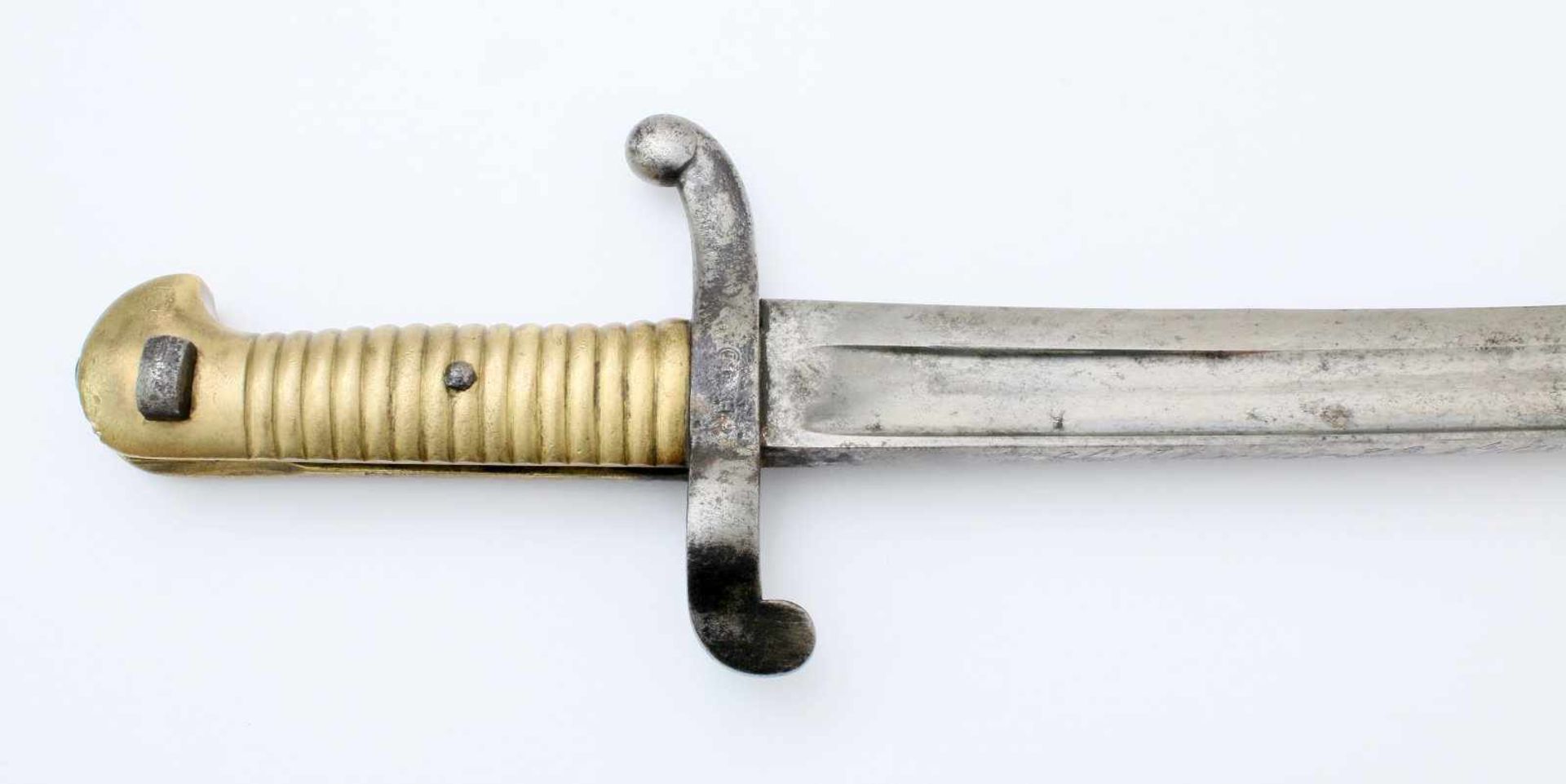 Frankreich - Säbelbajonett M1842 Yataganklinge, Herst. Manufaktur Chatellerault, Klingenrücken - Bild 4 aus 5