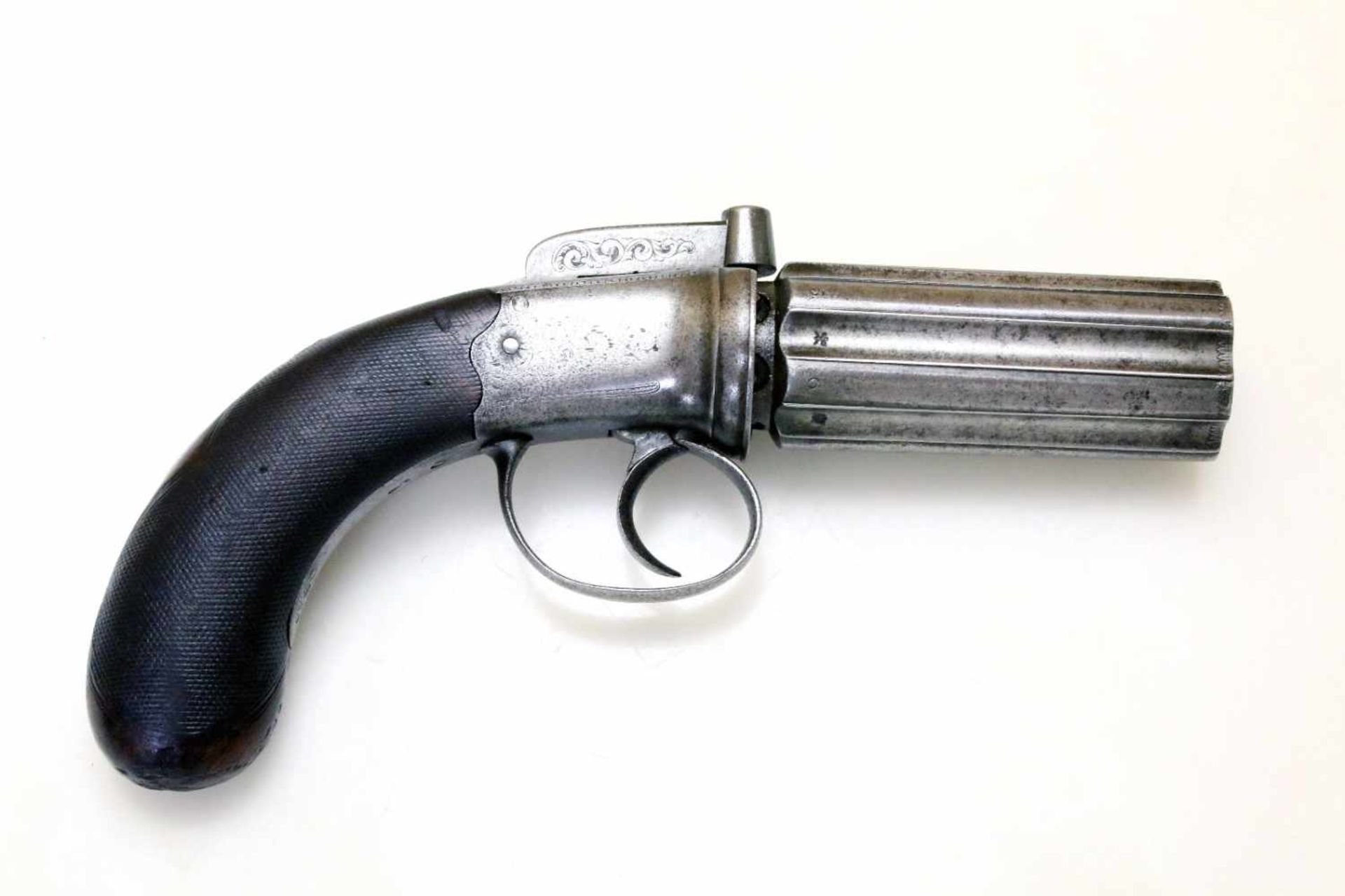 Bündelrevolver - Clough & Son, Bath um 1858 Cal. 9,3mm Perk. (wohl .380), Zustand 2-. 6-