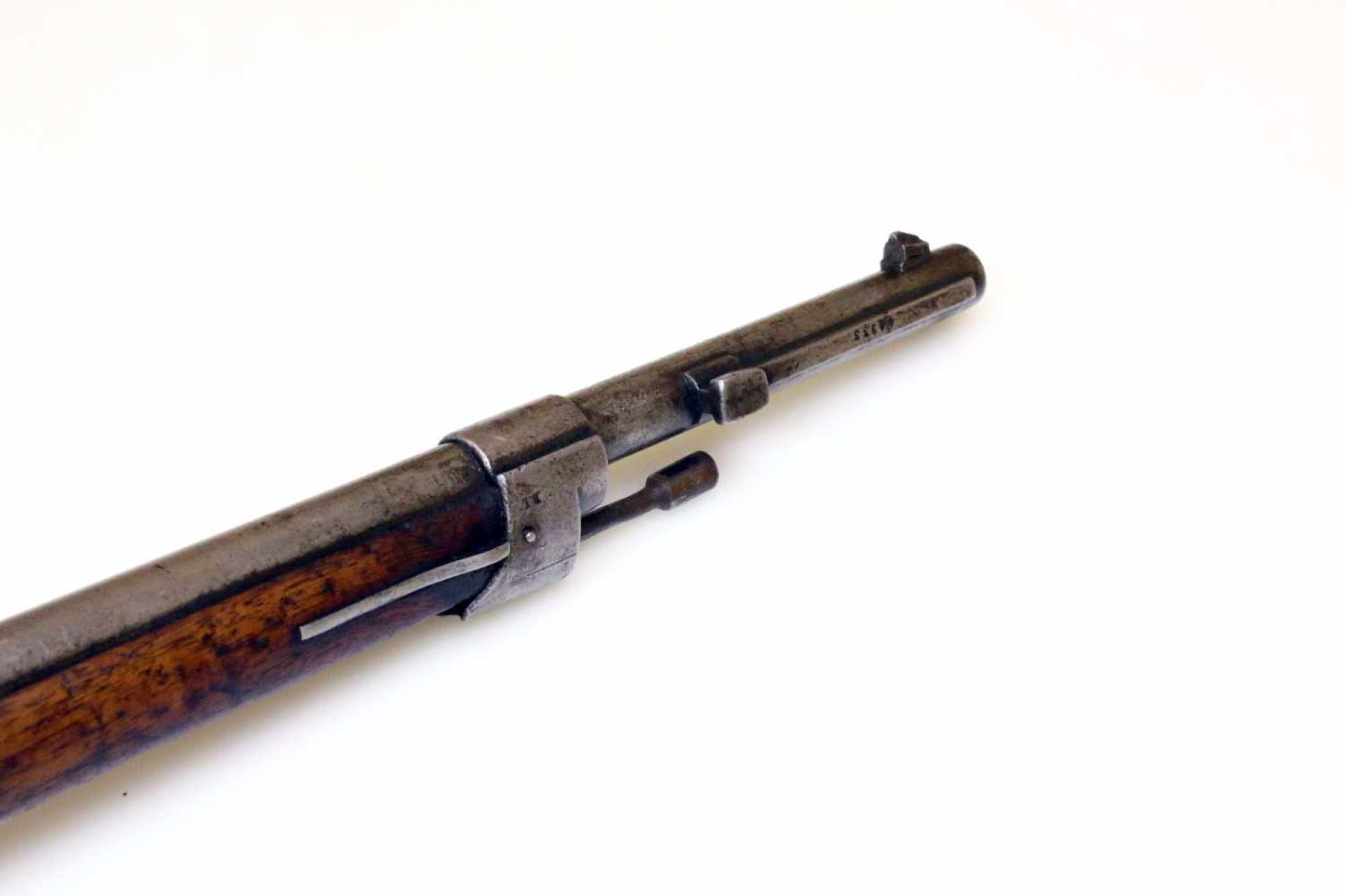 Gewehr Mod. 1866-74 Chassepot Transformation zu Gras Cal. 11mm, Lauf rauh, verschmutzt, gutes Zug- / - Bild 6 aus 13