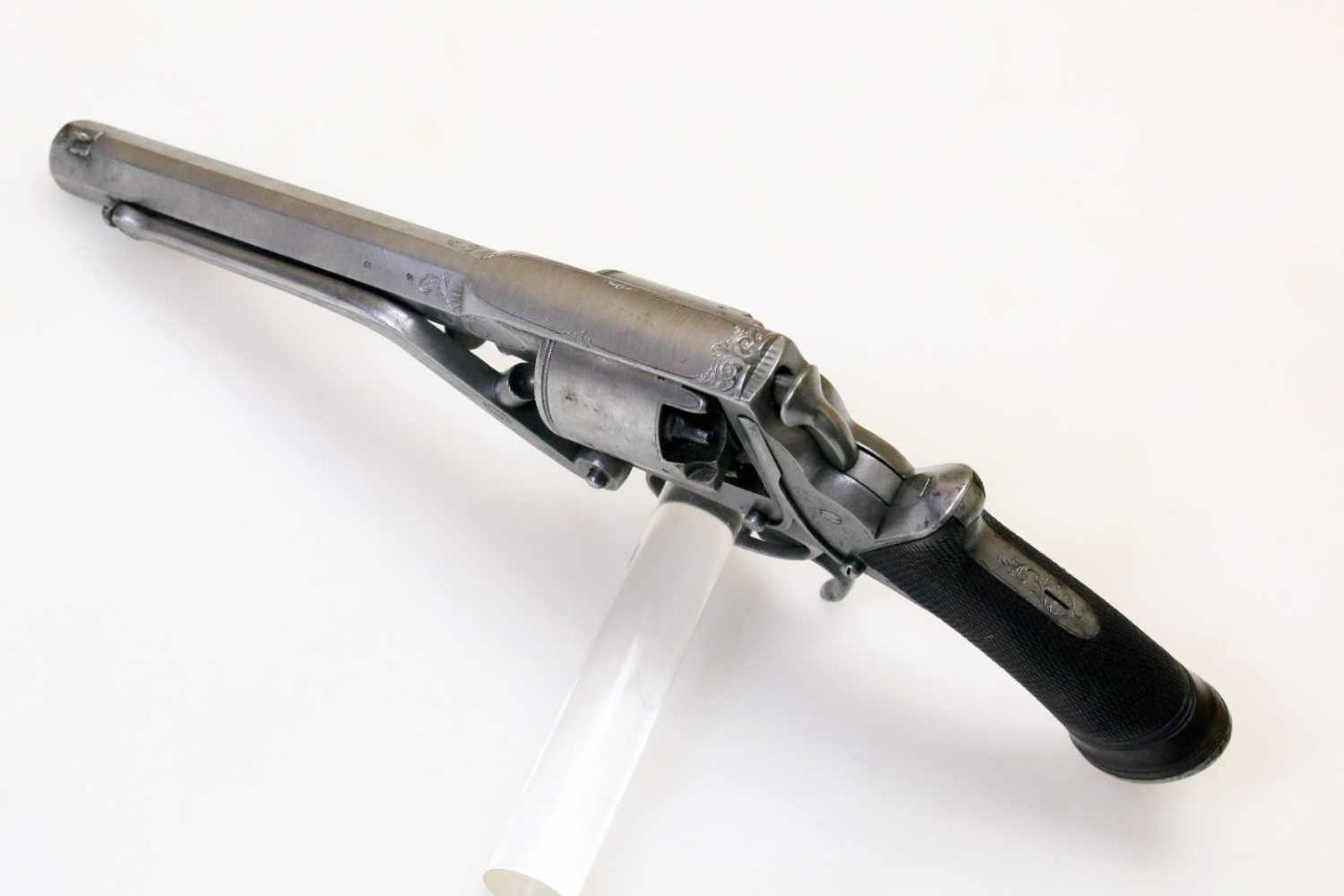 Perkussionsrevolver - Tranter 2. Model (Doppelabzug) um 1855 mit Tasche Cal. .422 Perk., Zustand 1-. - Bild 9 aus 13