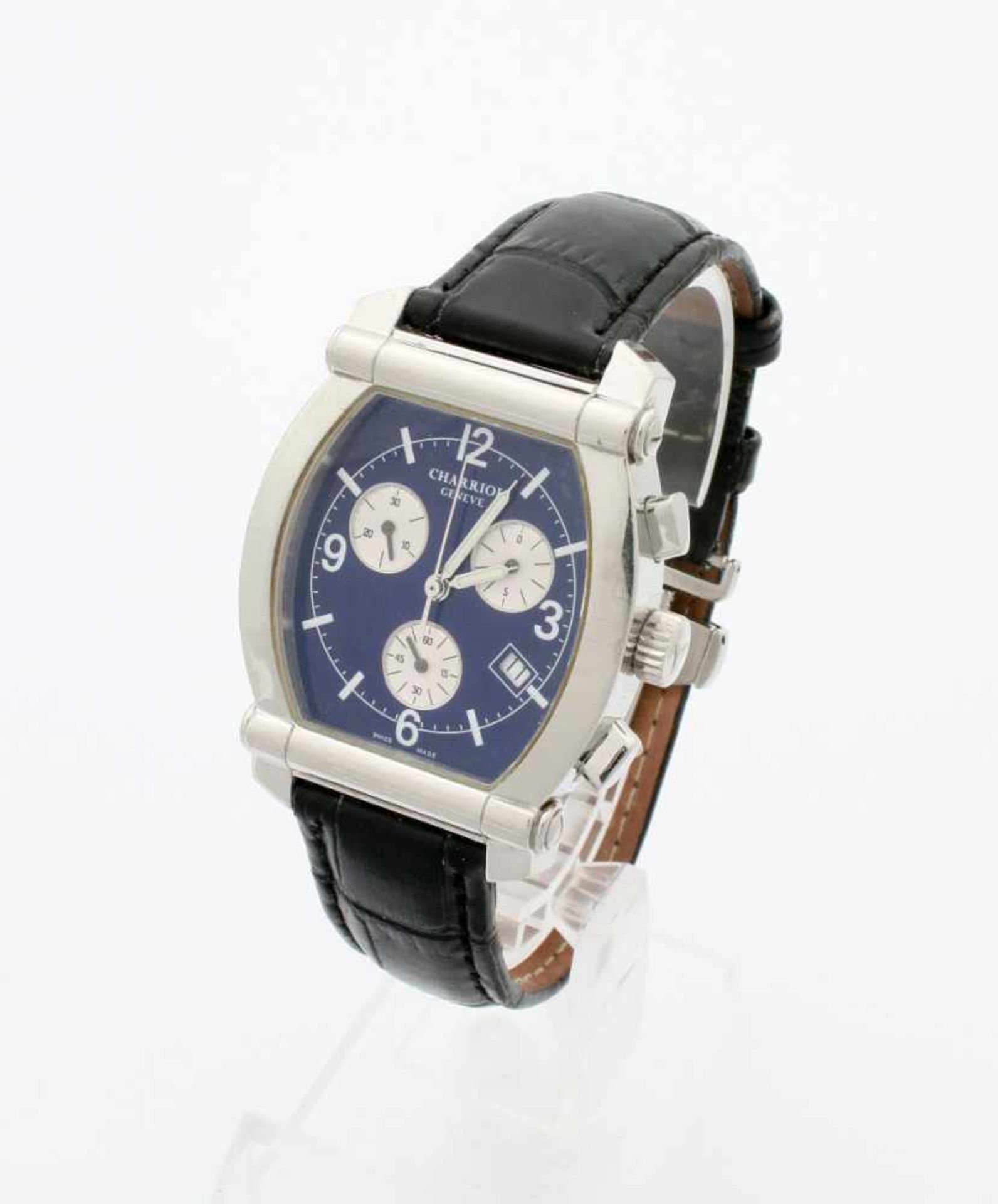 Armbanduhr Charriol Columbus Tonneau Chronograph Quarzwerk, Ref. 060T, Stahlgehäuse, Maße: 39 x 34 - Bild 4 aus 7