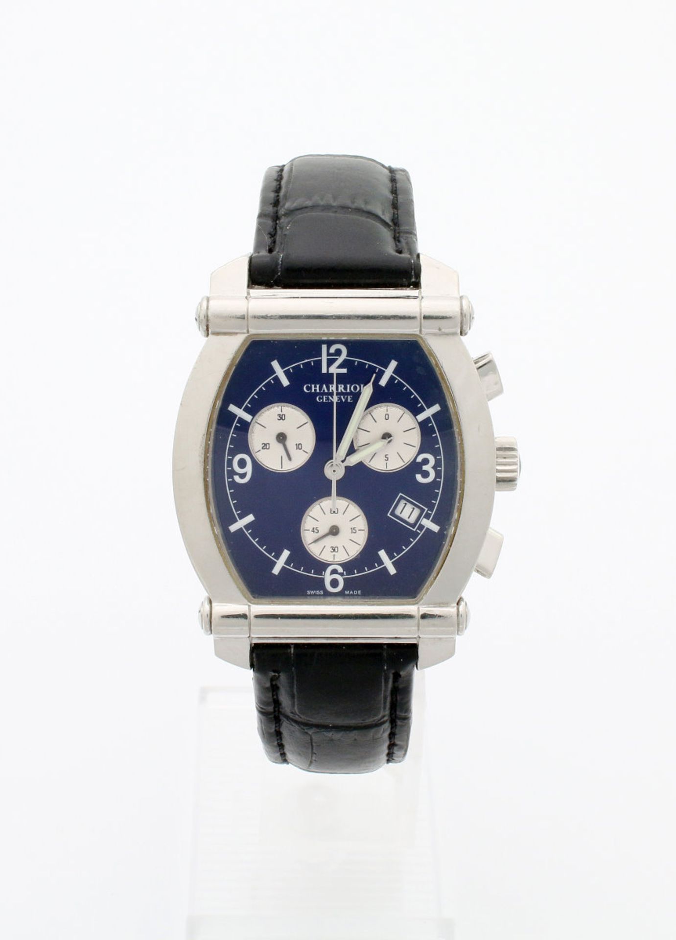 Armbanduhr Charriol Columbus Tonneau Chronograph Quarzwerk, Ref. 060T, Stahlgehäuse, Maße: 39 x 34 - Bild 3 aus 7