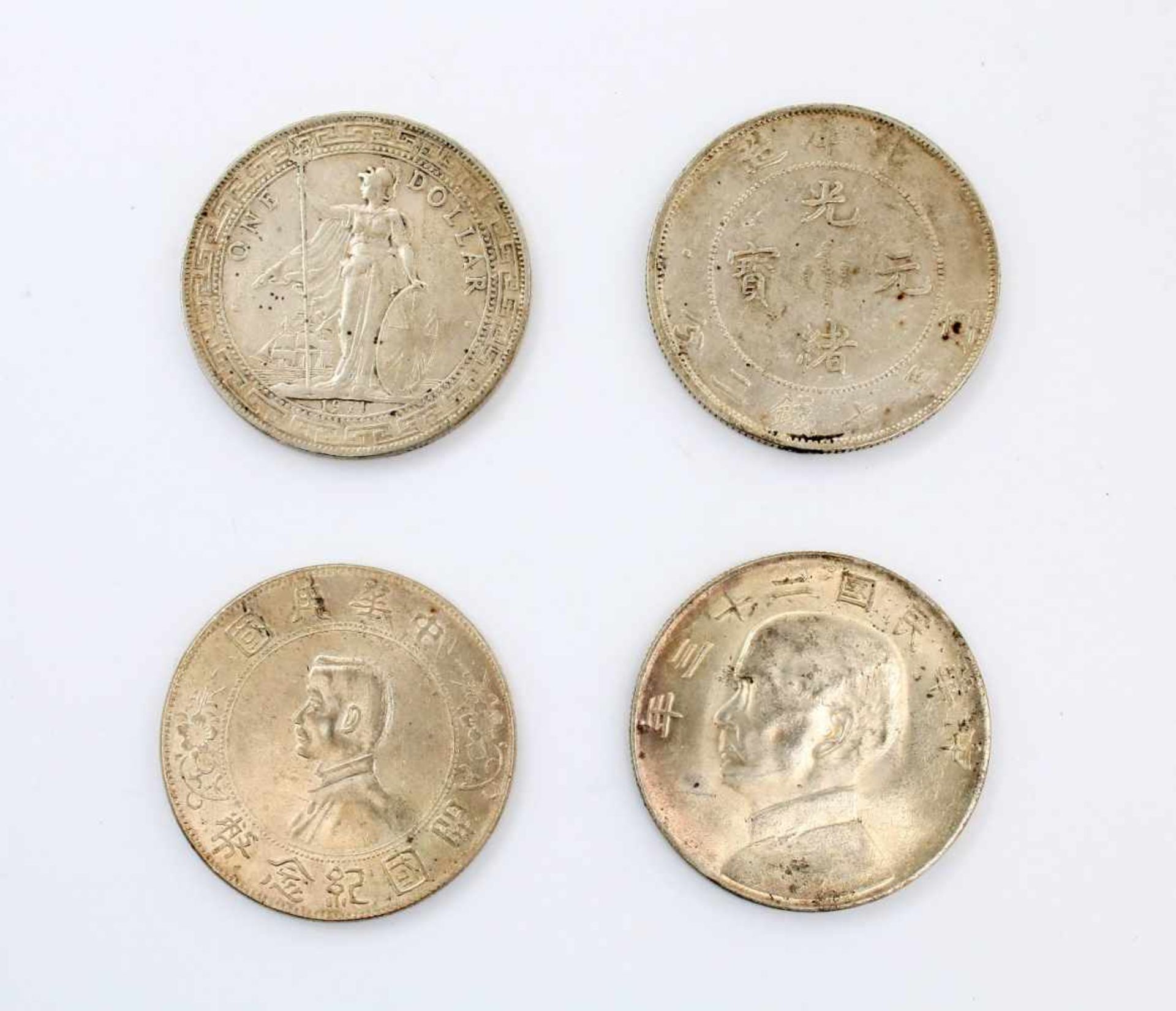 4 chinesische Silbermünzen China-Dollar 1934, Lin Gwo Ming 110; Dragon-Dollar 34 year of Kuang - Bild 2 aus 3