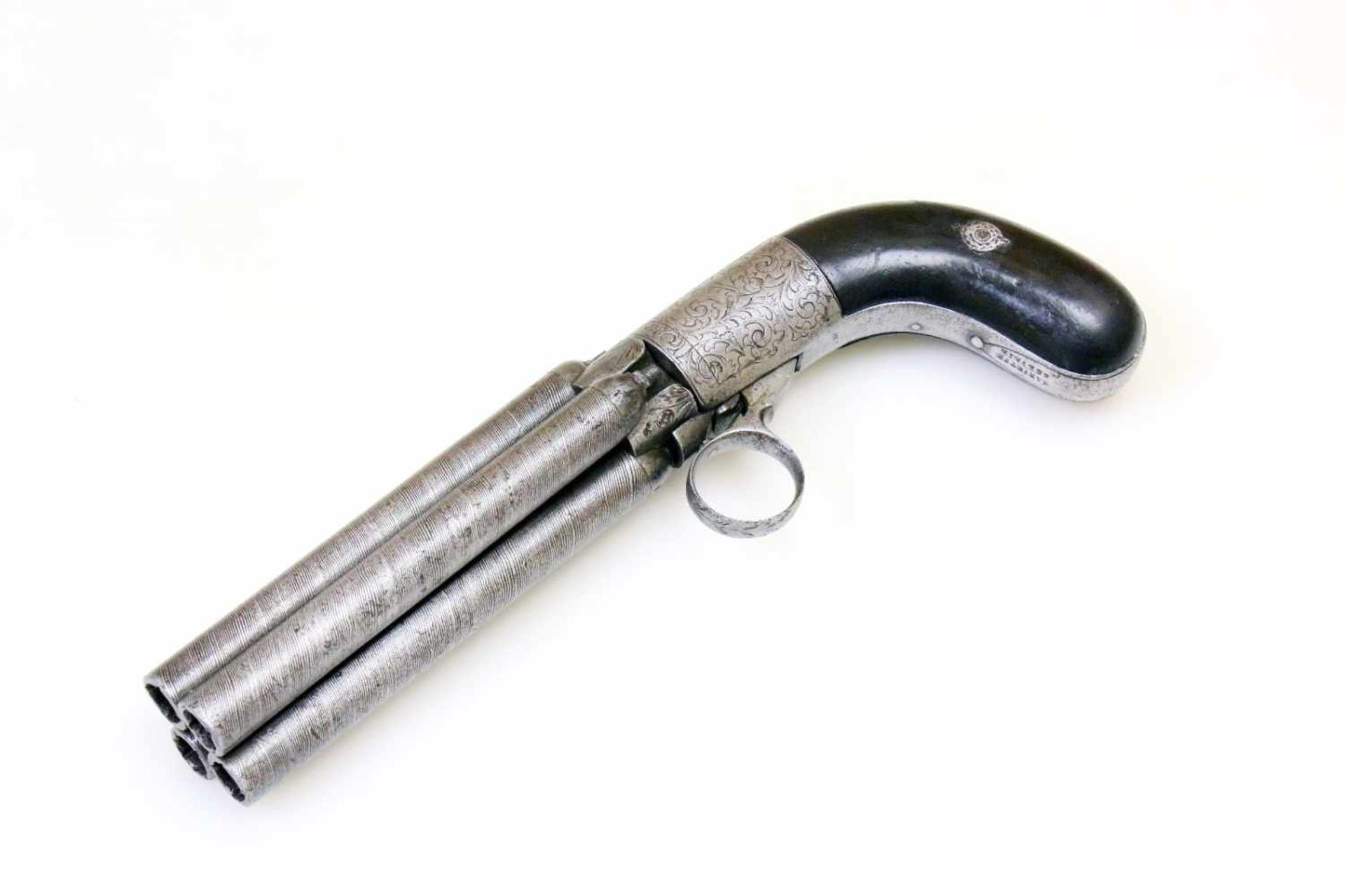 Bündelrevolver - Mariette, Liège um 1850 Cal. 9mm Perk. (wohl .36), Zustand 2. 4-schüssiges, - Bild 4 aus 8