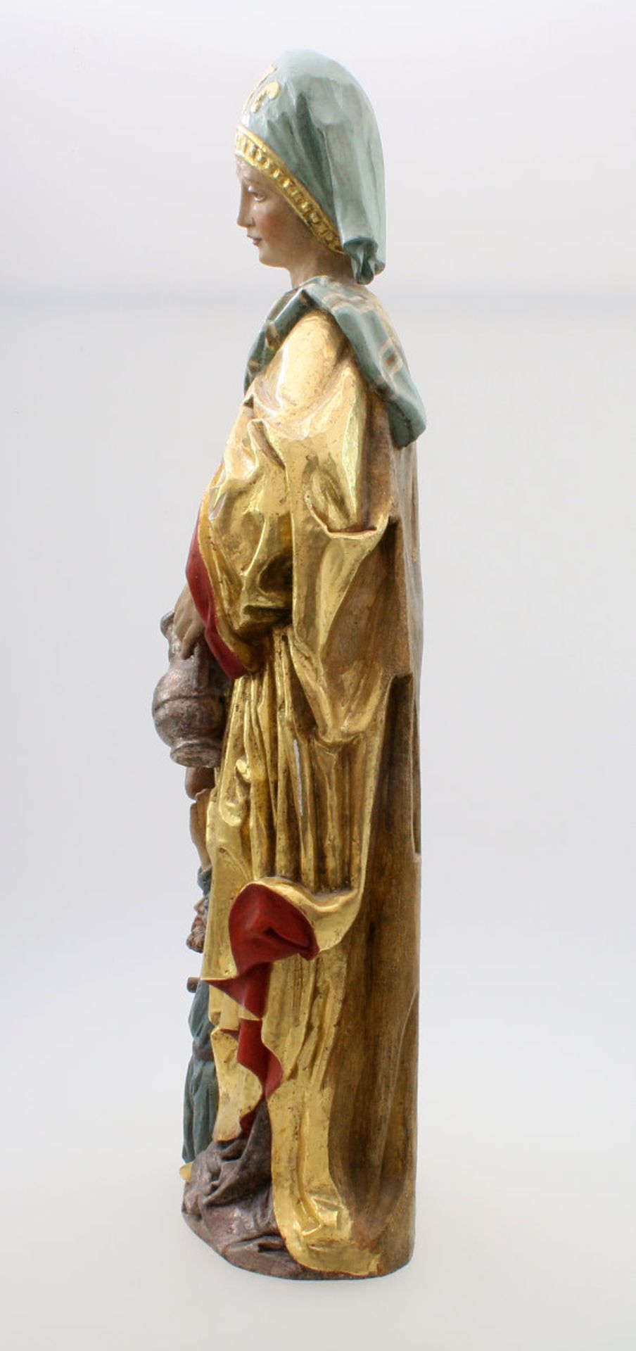 Große Holzfigur - Heilige Verena Polychrom- und goldstaffiert, feine Schnitzerei, Verena mit - Bild 4 aus 4