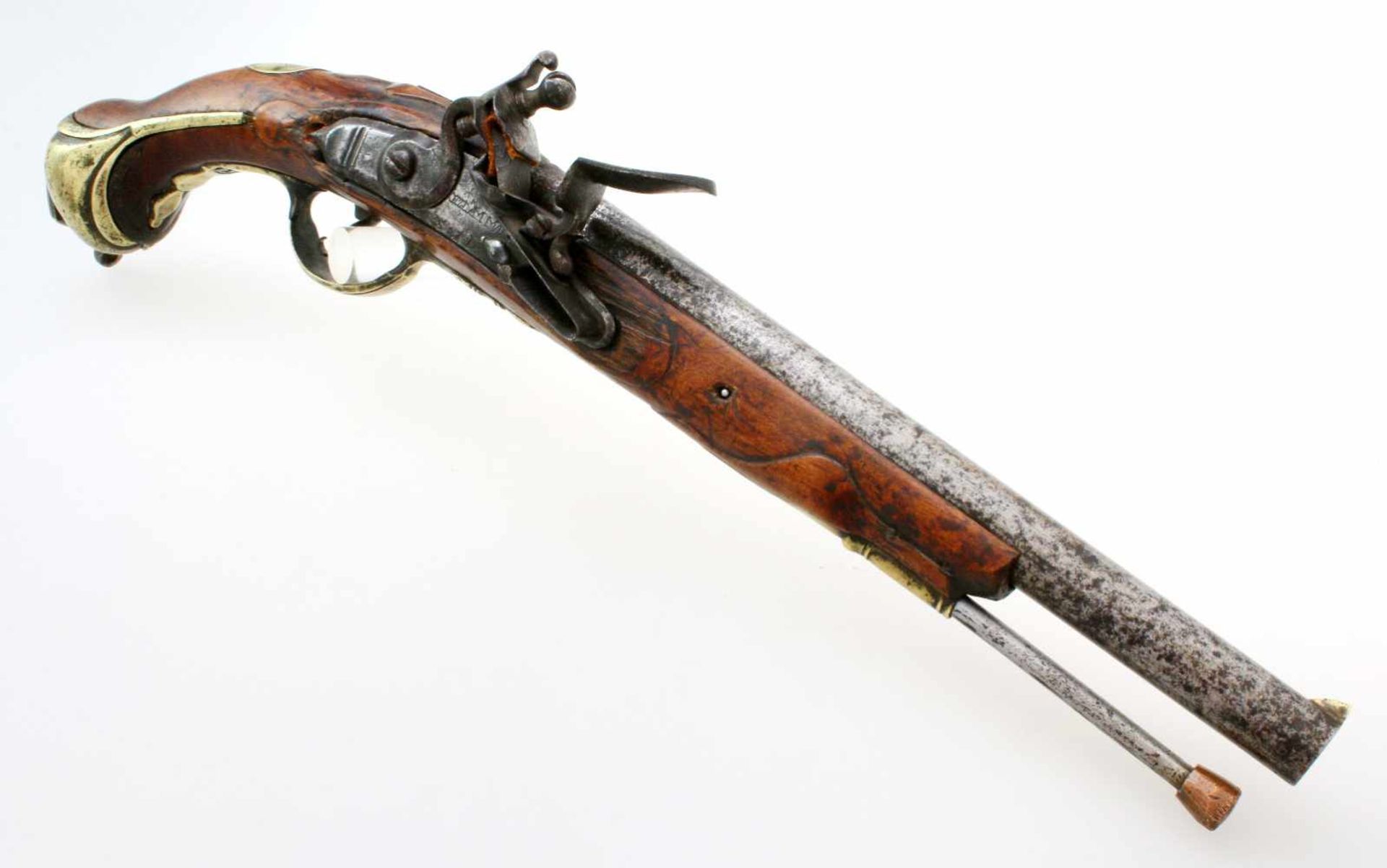 Altpreussische Kavallerie-Steinschlosspistole Modell 1742 Runder, glatter Lauf im Cal. 17,2mm, - Bild 3 aus 9