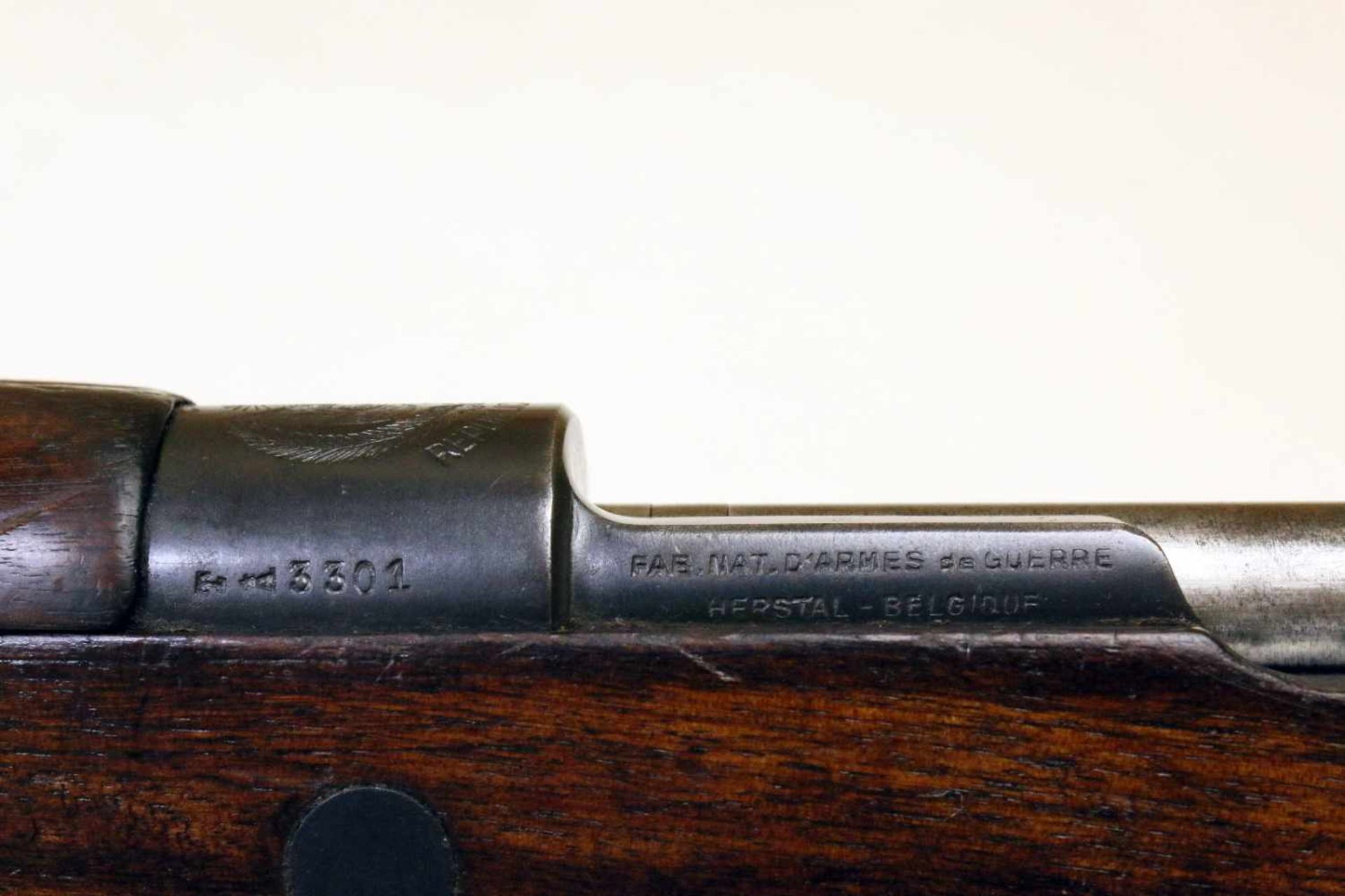 Kurzgewehr FN Mod. 1935 Cal. 7,65 x 53mm, Lauf rauh, Nr. 3301, Schloss nummerngleich. Auf der - Bild 10 aus 11