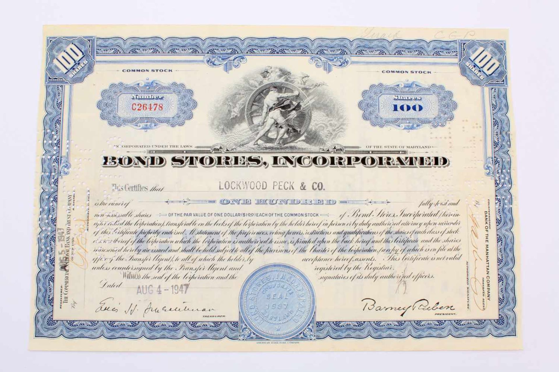 Historische Aktien - IOS und USA 1947-1970 1.) 100 $ Lockwood & Beck, 1947; 2.) 100 $ Peter P. Mc - Bild 4 aus 5