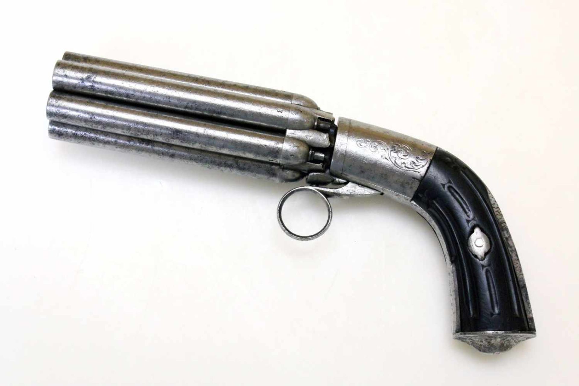 Bündelrevolver - Mariette, Liège um 1840 Cal. 9mm Perk. (wohl .36), Zustand 2-. 6-schüssiges, 4" - Bild 4 aus 11