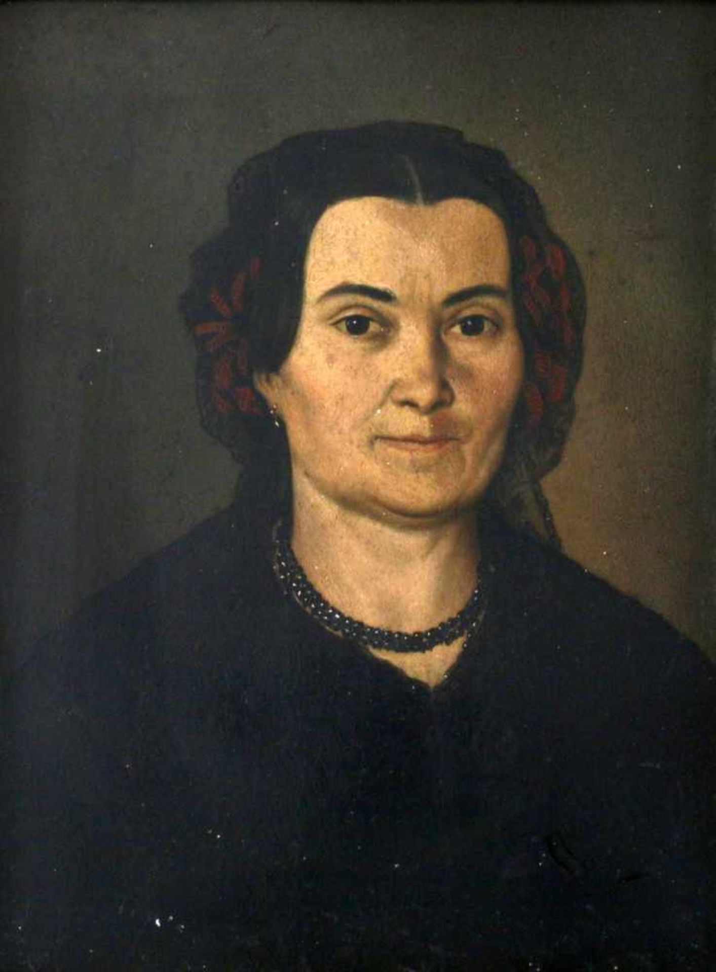Biedermeier Gemälde - "Damenportrait" Öl auf Blech, unsigniert. Maße: 27 x 35 cm.