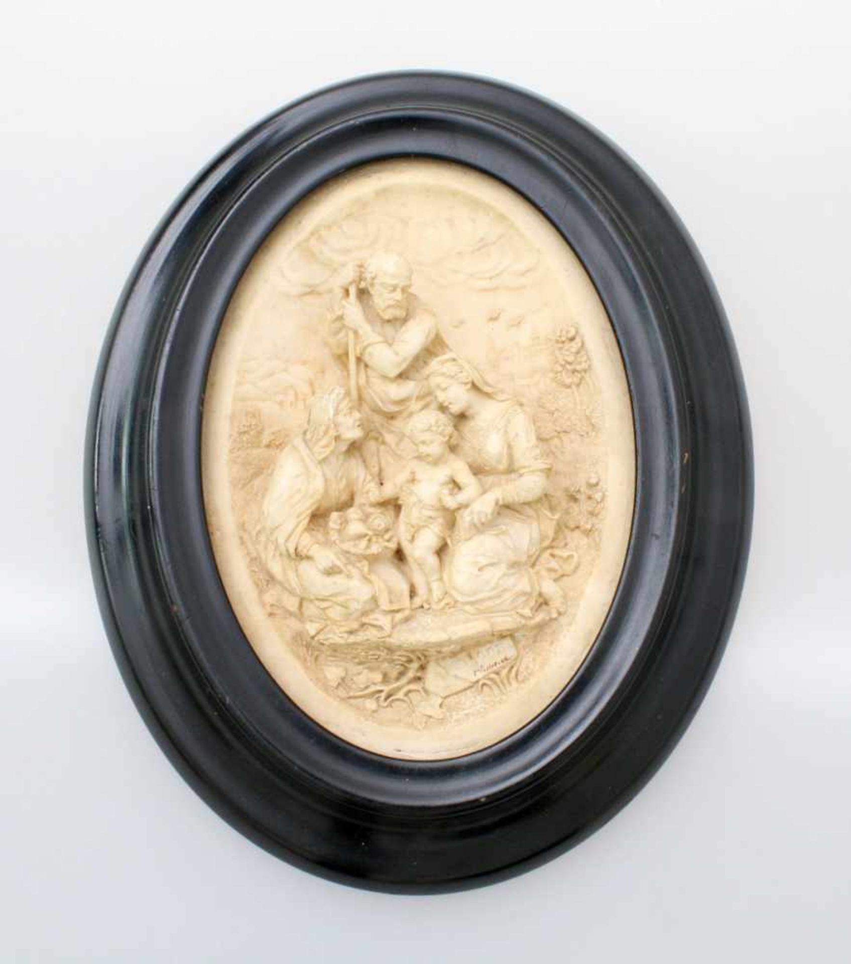 Meerschaumrelief "Heilige Familie" - Frankreich um 1840 Fein gearbeitetes Relief, detaillierte