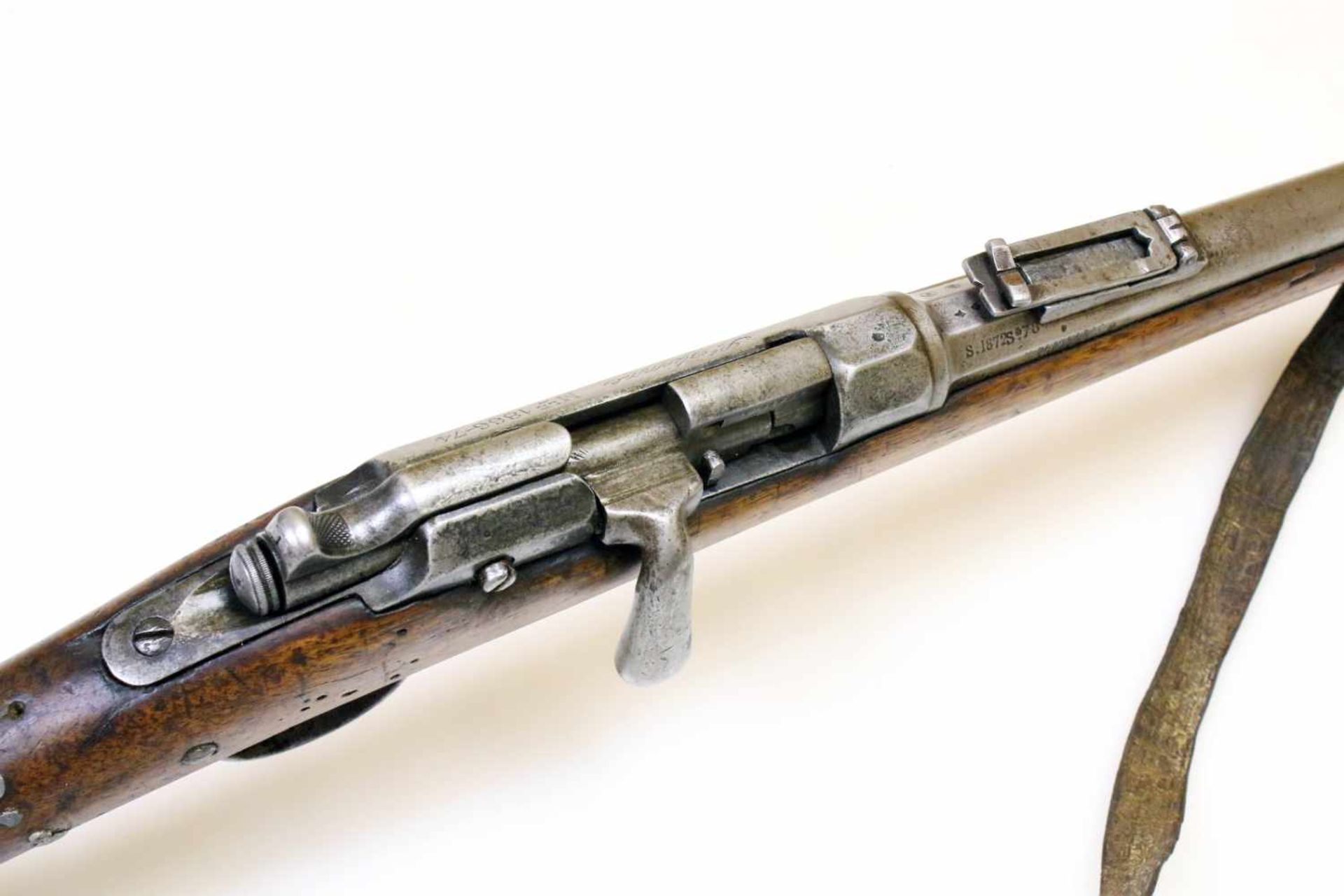 Gewehr Mod. 1866-74 Chassepot Transformation zu Gras Cal. 11mm, Lauf rauh, verschmutzt, gutes Zug- / - Bild 4 aus 13