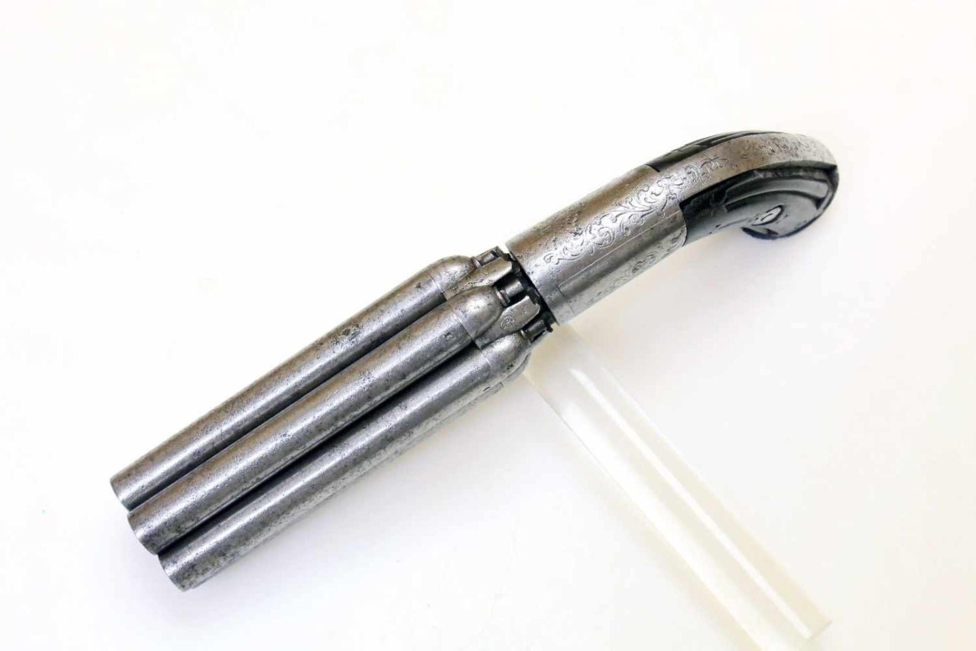 Bündelrevolver - Mariette, Liège um 1840 Cal. 9mm Perk. (wohl .36), Zustand 2-. 6-schüssiges, 4" - Bild 7 aus 11