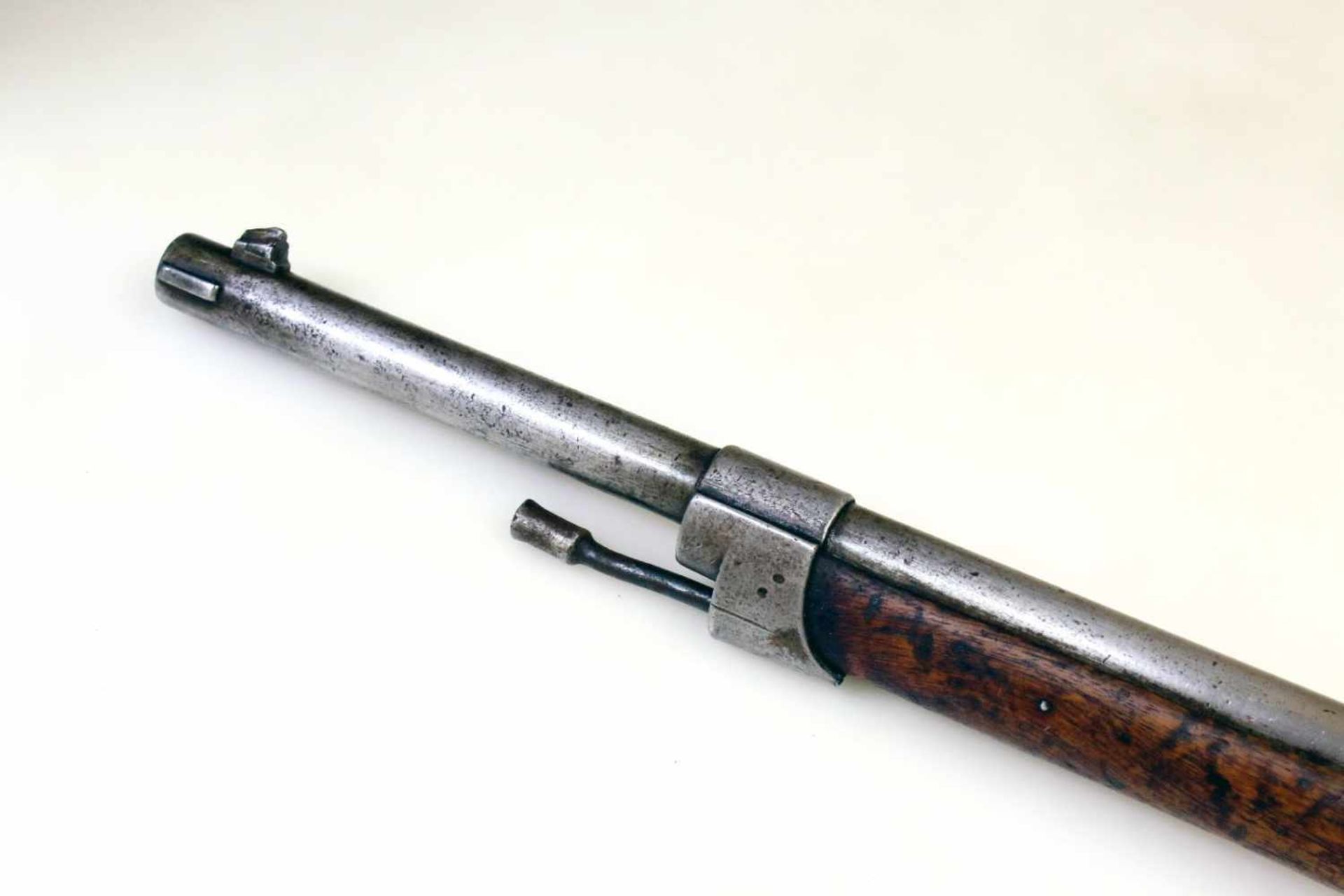 Gewehr Mod. 1866-74 Chassepot Transformation zu Gras Cal. 11mm, Lauf rauh, verschmutzt, gutes Zug- / - Bild 10 aus 13