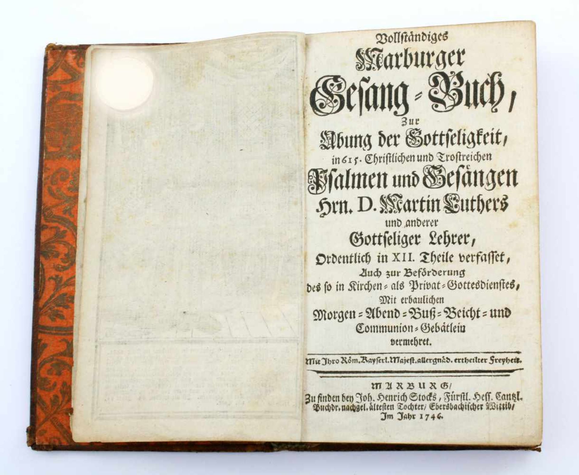 Marburger Gesangbuch 1746 "Vollständiges Marburger Gesangbuch zur Übung der Gottseligkeit in 615 - Bild 4 aus 5