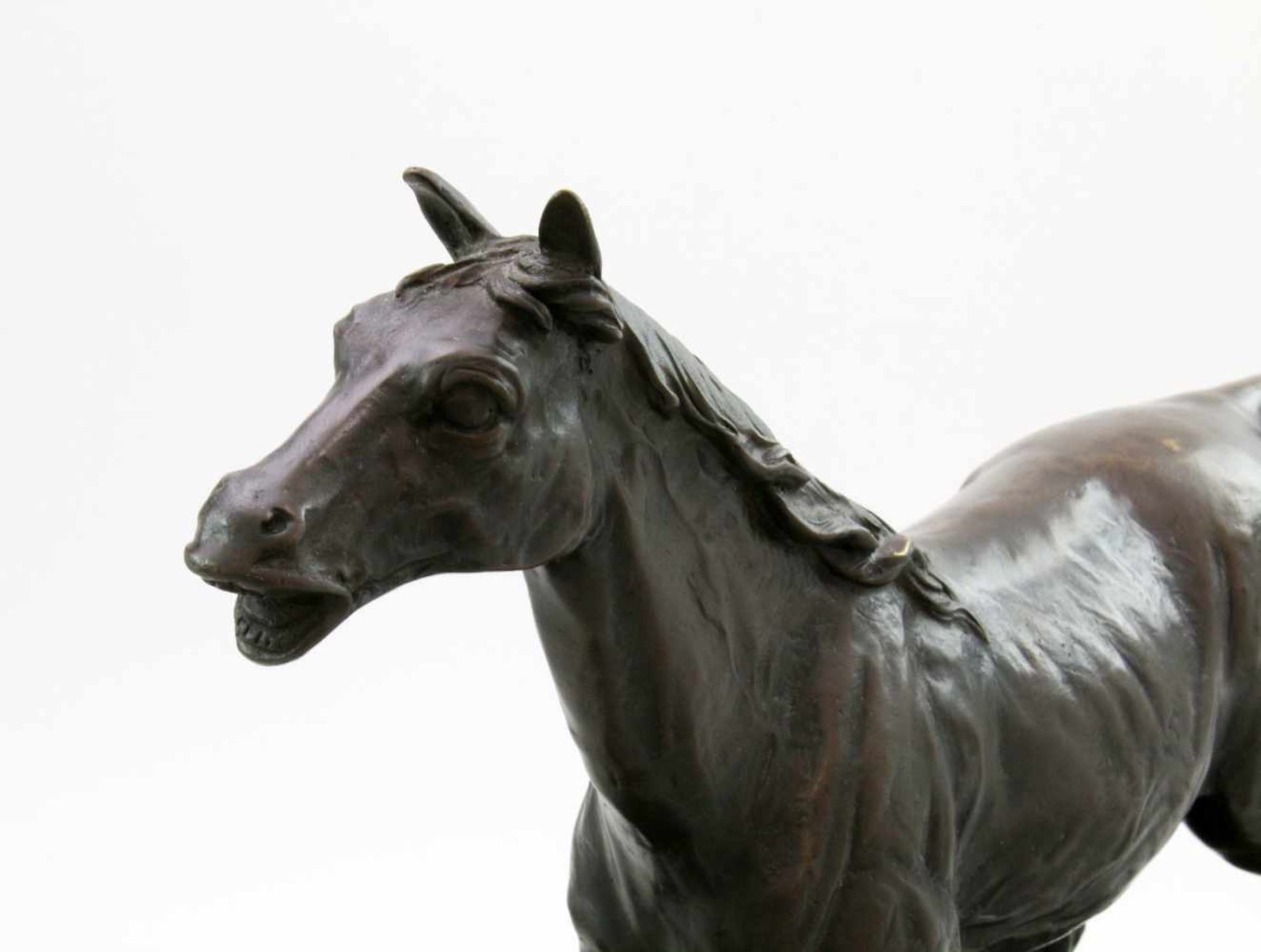 "Cheval à la Barriere" - Pierre Jule Mène (1810-1879) Bronzeguss, patiniert, schreitendes Pferd am - Bild 6 aus 7