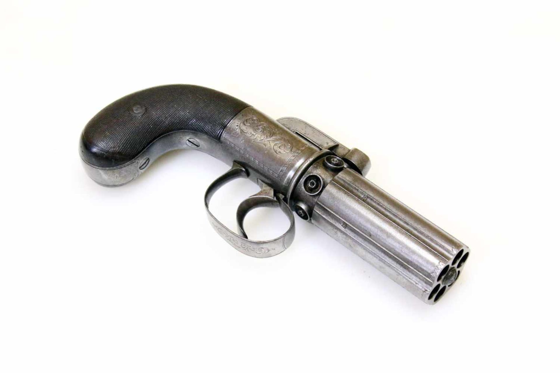 Bündelrevolver - Naylor "Self Revolving Pistol" um 1850 Cal. 8mm Perk. (wohl .32), Zustand 1-2. 6- - Bild 2 aus 10