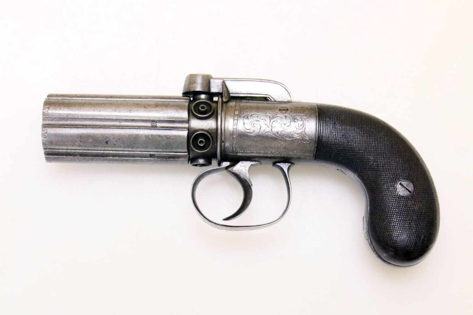 Bündelrevolver - Naylor "Self Revolving Pistol" um 1850 Cal. 8mm Perk. (wohl .32), Zustand 1-2. 6- - Bild 4 aus 10