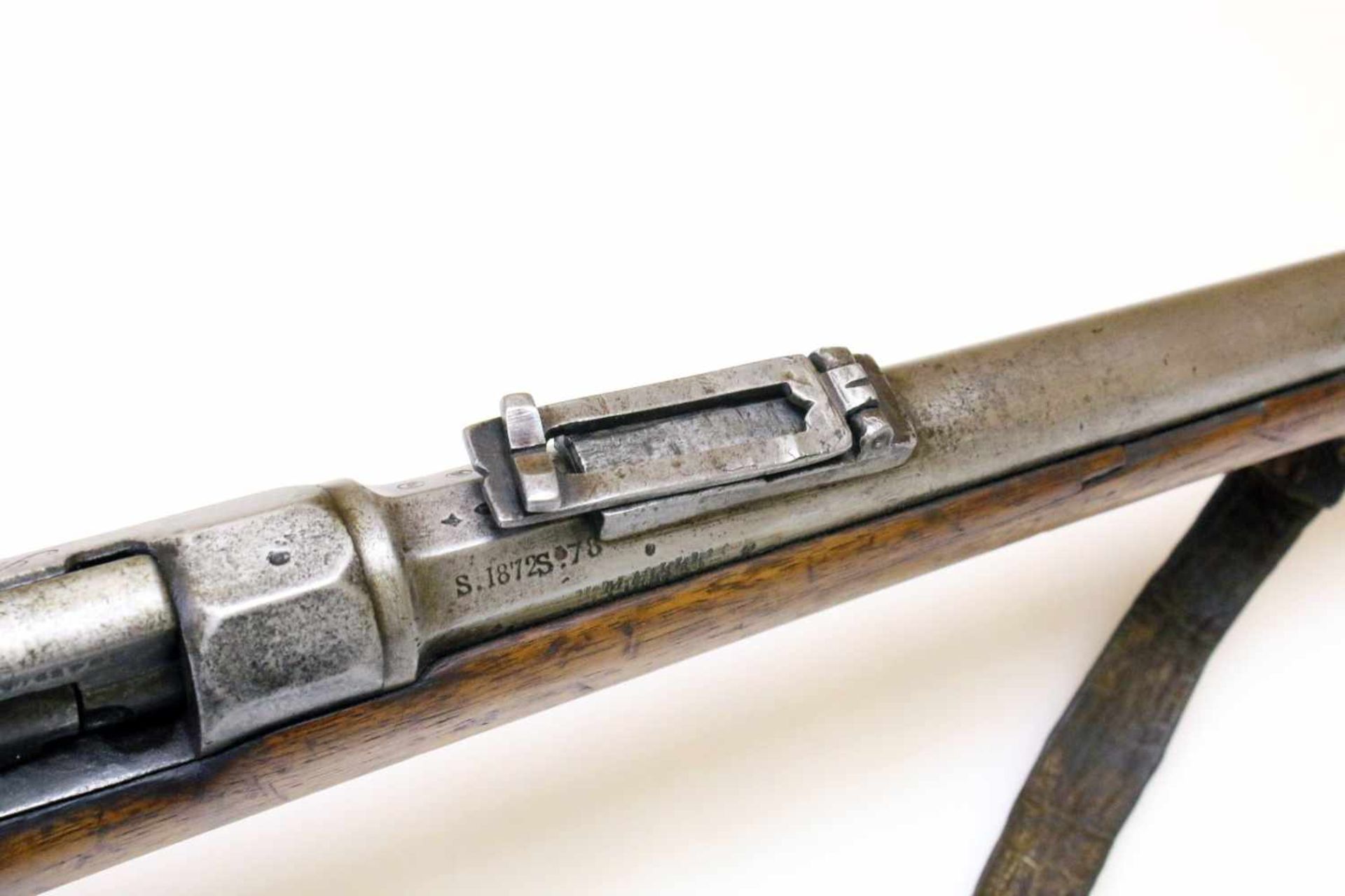 Gewehr Mod. 1866-74 Chassepot Transformation zu Gras Cal. 11mm, Lauf rauh, verschmutzt, gutes Zug- / - Bild 5 aus 13