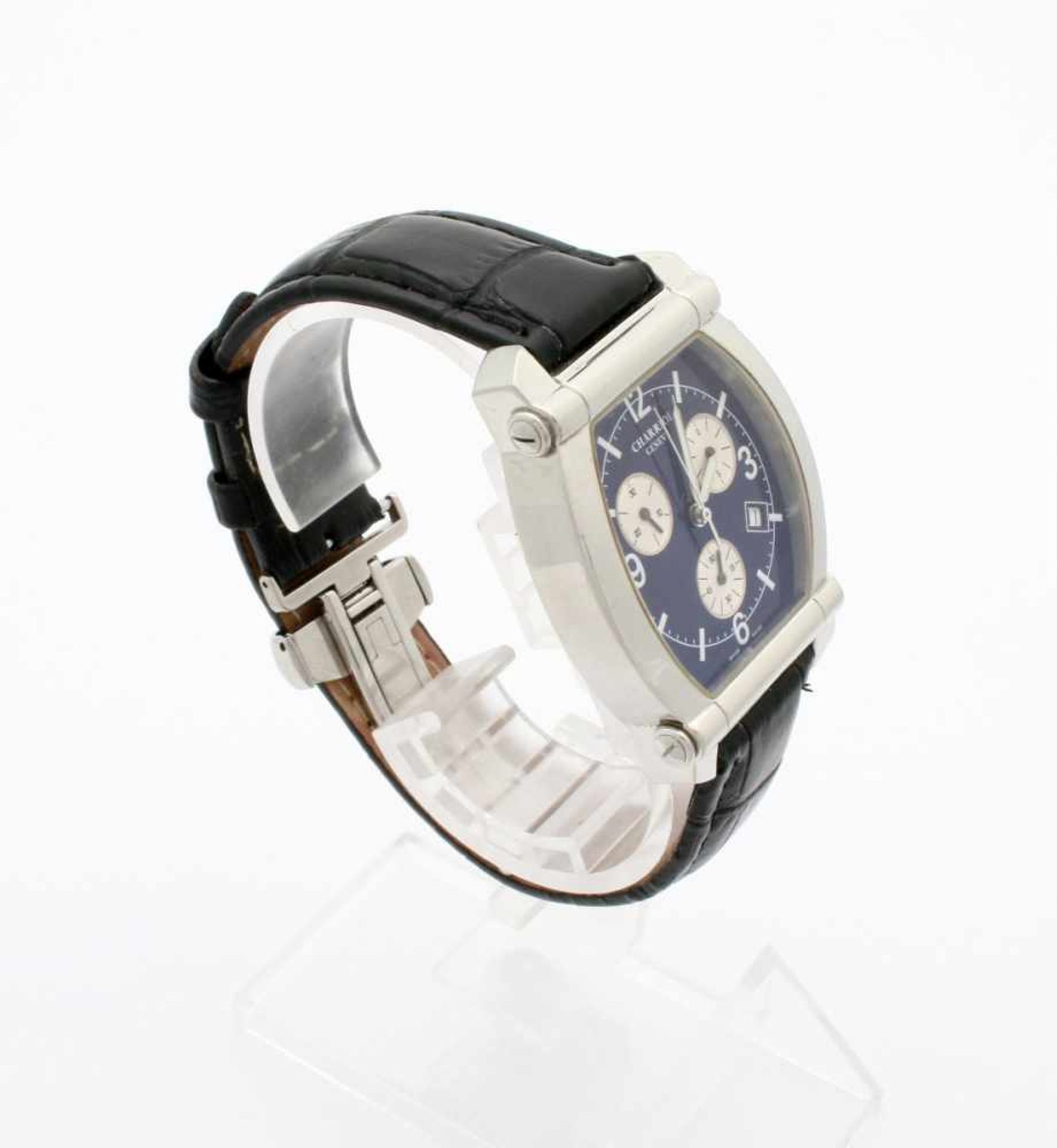 Armbanduhr Charriol Columbus Tonneau Chronograph Quarzwerk, Ref. 060T, Stahlgehäuse, Maße: 39 x 34