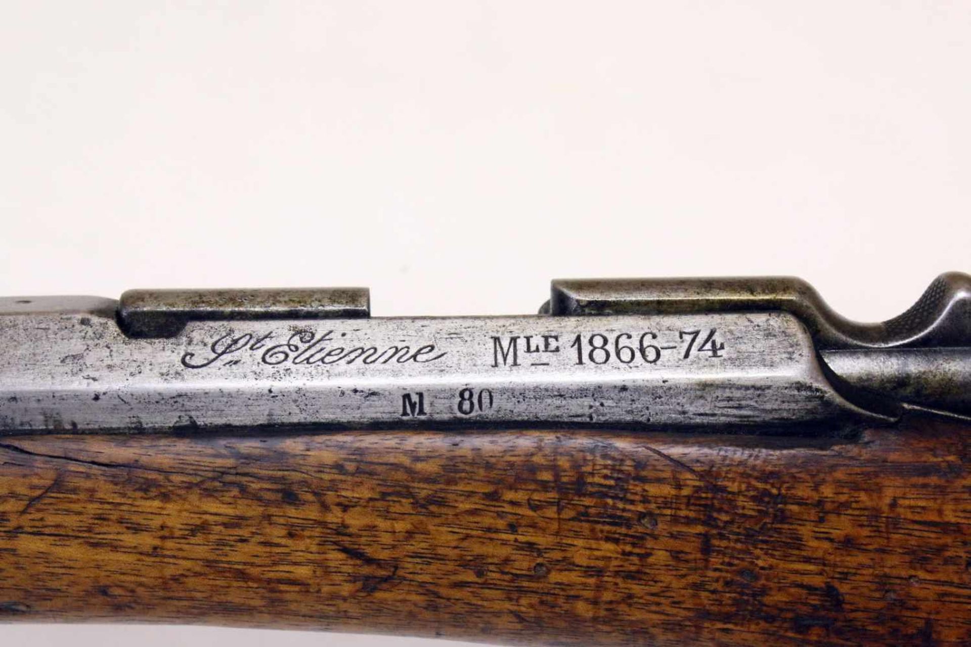 Gewehr Mod. 1866-74 Chassepot Transformation zu Gras Cal. 11mm, Lauf rauh, verschmutzt, gutes Zug- / - Bild 11 aus 13