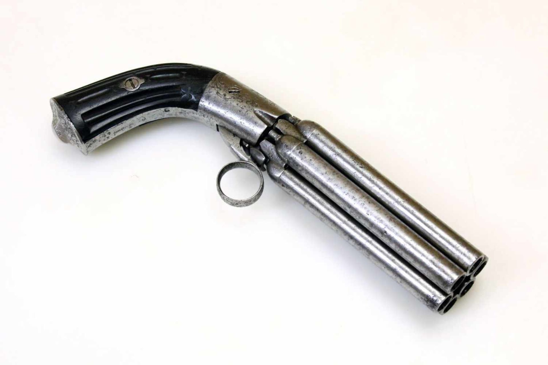 Bündelrevolver - Mariette, Liège um 1840 Cal. 9mm Perk. (wohl .36), Zustand 2-. 6-schüssiges, 4" - Bild 2 aus 11