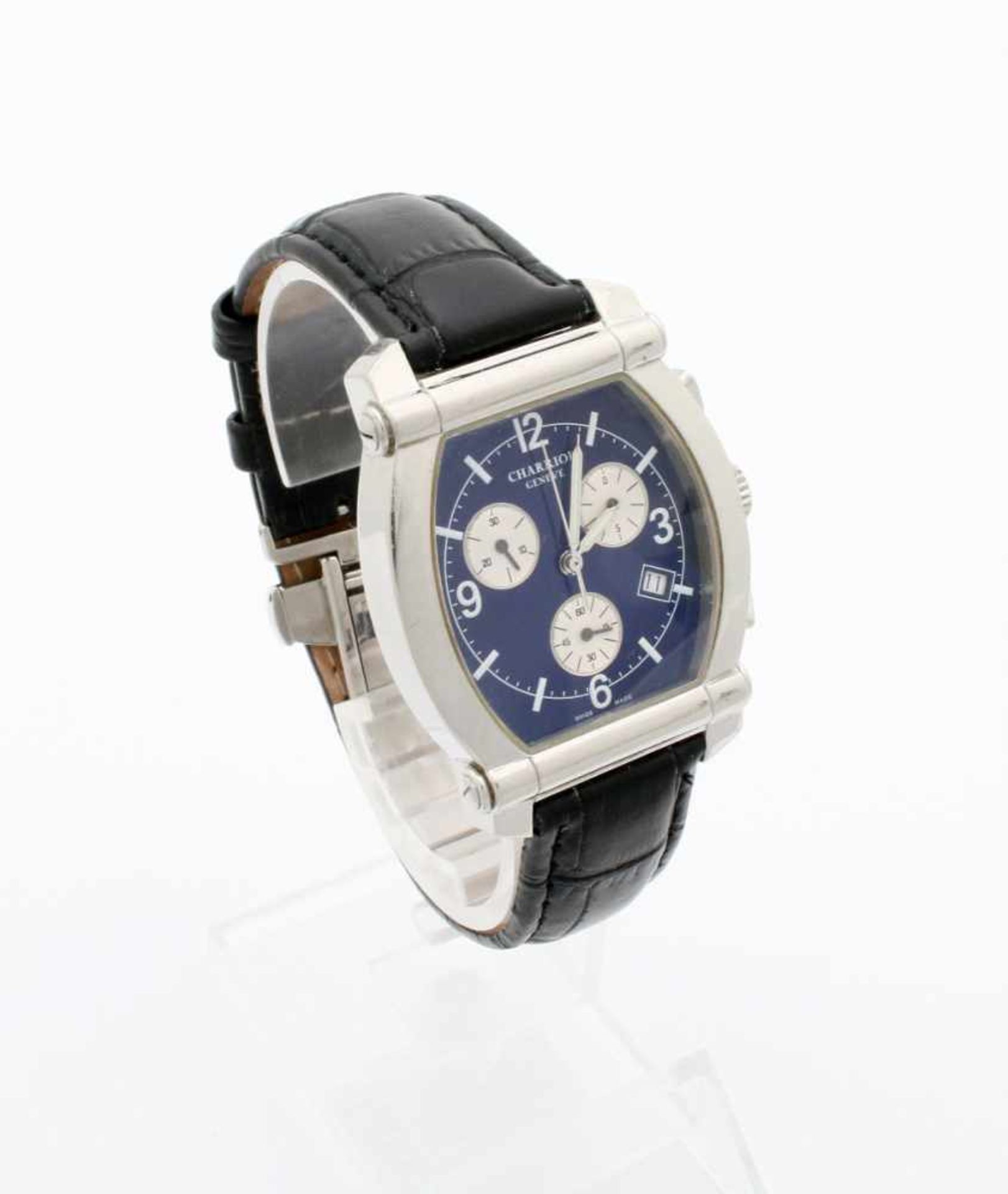 Armbanduhr Charriol Columbus Tonneau Chronograph Quarzwerk, Ref. 060T, Stahlgehäuse, Maße: 39 x 34 - Bild 2 aus 7