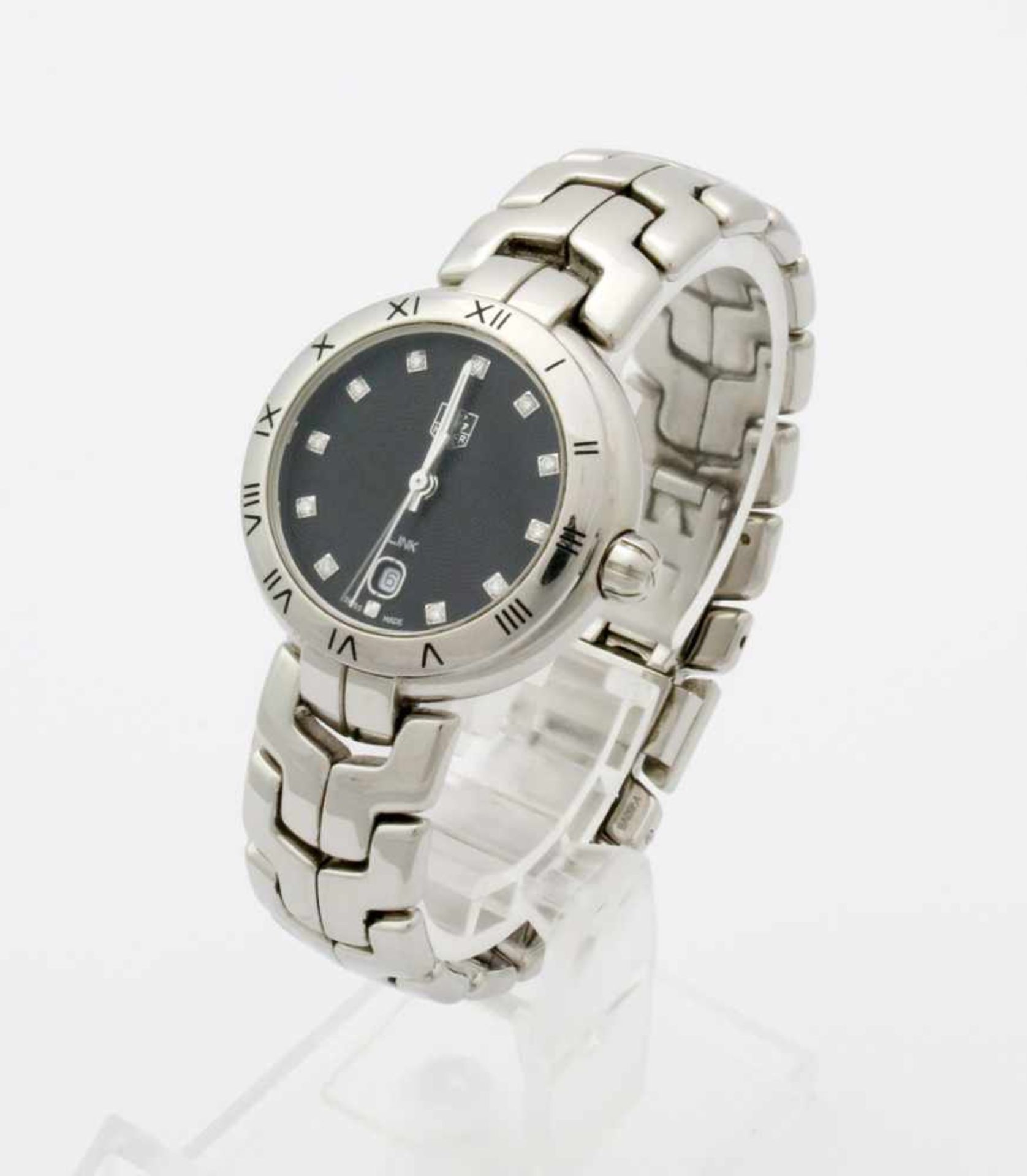 Armbanduhr TAG HEUER Link Ladies mit Brillanten Quarzwerk, Edelstahlgehäuse, Ø 29 mm, schwarzes - Bild 5 aus 7