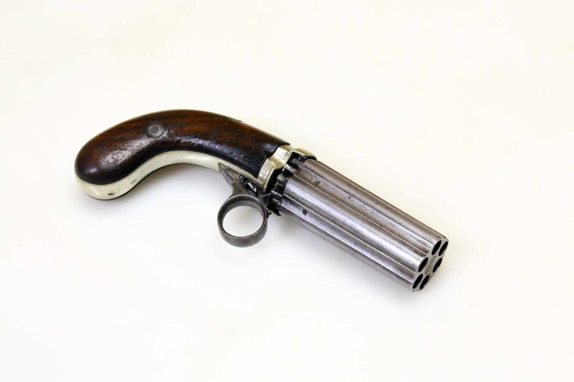 Bündelrevolver - J. R. Cooper, London um 1850 Cal. 7,2mm Perk. (wohl .28), Zustand 2. 6- - Bild 2 aus 7