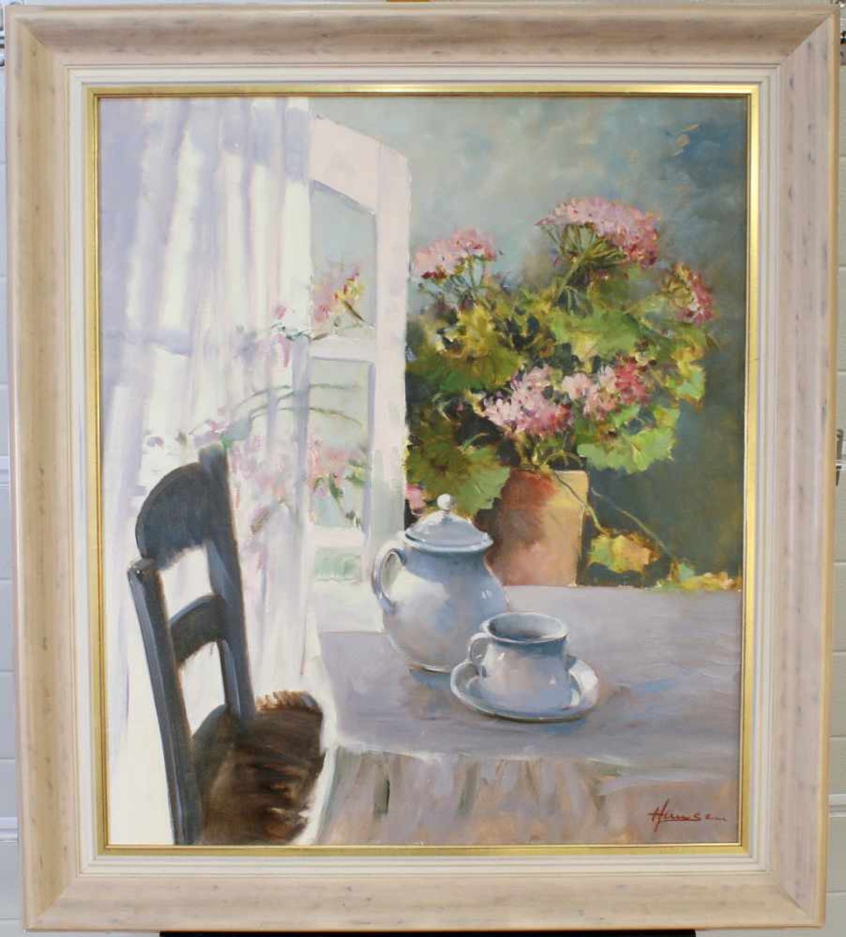 "Blumenstillleben" - Wienand Klaes Hansen (*1940) Öl auf Leinwand, Blumenstillleben am - Bild 2 aus 3