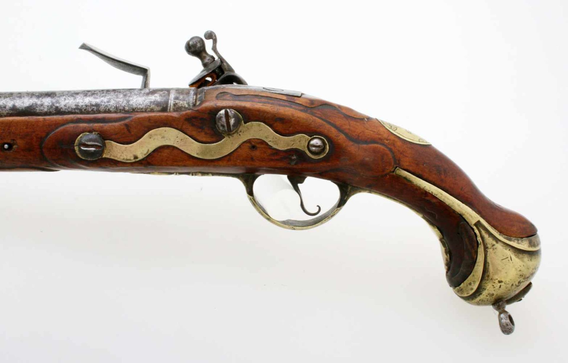 Altpreussische Kavallerie-Steinschlosspistole Modell 1742 Runder, glatter Lauf im Cal. 17,2mm, - Bild 6 aus 9
