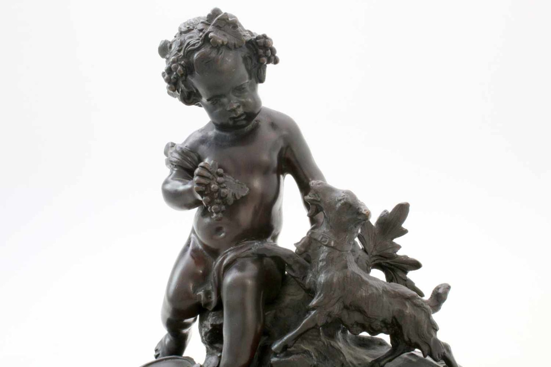 Bronzeskulptur "Bacchant mit Ziege" nach Claude Michel Clodion (1738-1814, Italien) Die Skulptur aus - Bild 4 aus 5