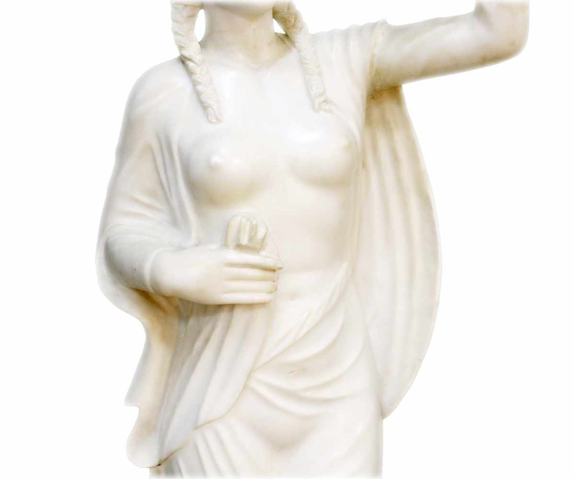Große Marmorfigur - "Allegorie des Frühlings" Weiblicher Halbakt aus weißem Carrara Marmor. Blüte in - Bild 3 aus 5