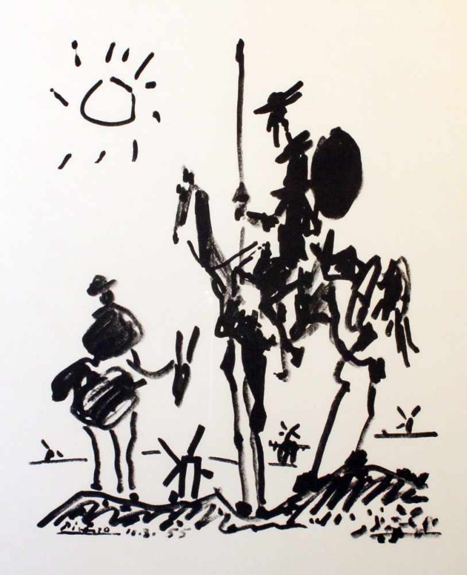 "Don Quijote" - Pablo Picasso (1881-1973) Lithografie auf Büttenpapier, stilisierte Figur des Don