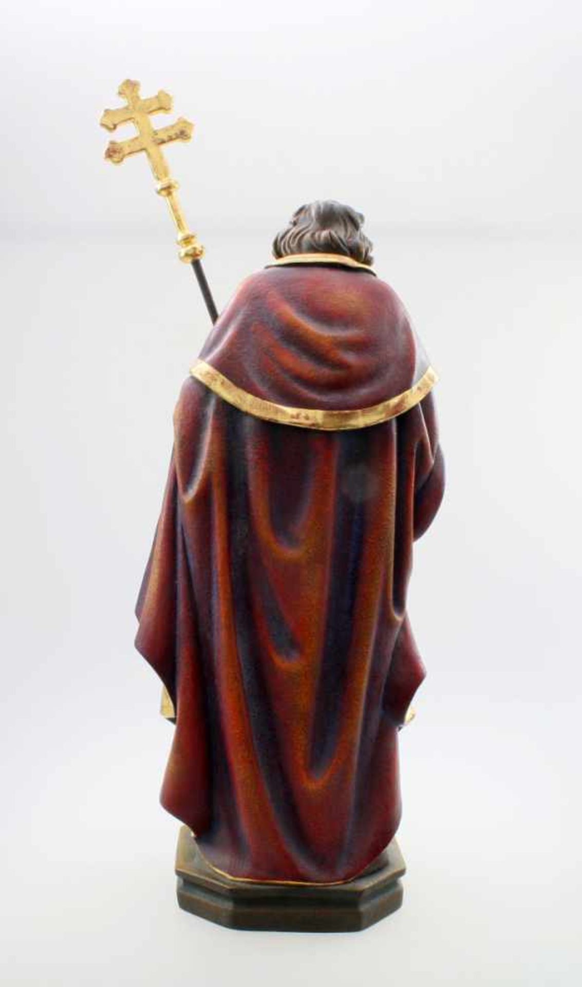 Große Holzfigur - Heiliger Josef Polychrom- und goldstaffiert. Heiliger Josef in der linken Hand - Bild 3 aus 4
