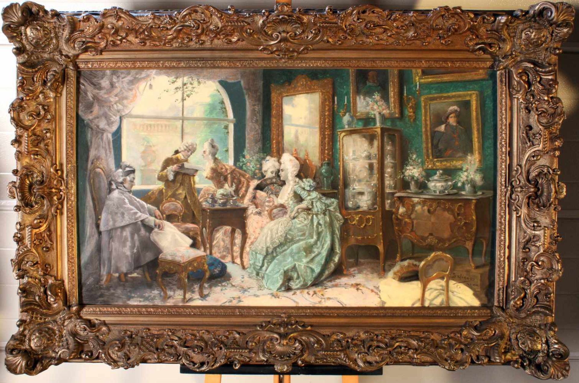 "Rokokoszene im Salon" - Juan Pablo Salinas y Teruel (1871-1946) Pastellfarben auf Papier, - Bild 2 aus 5