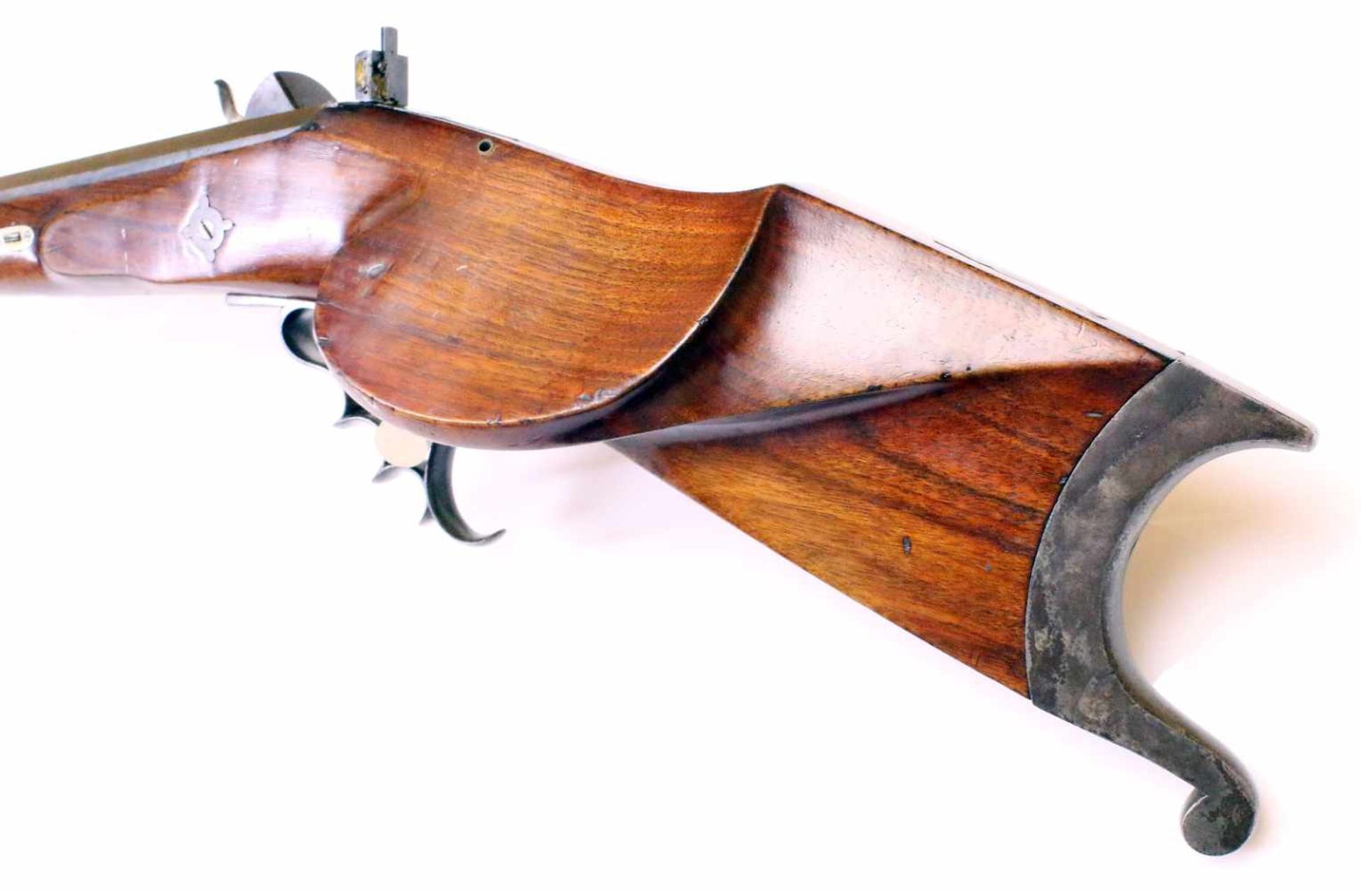 Perkussions-Rückschläger - Scheibenbüchse Süddeutsch um 1840 Siebenfach gezogener, bräunierter - Bild 9 aus 11
