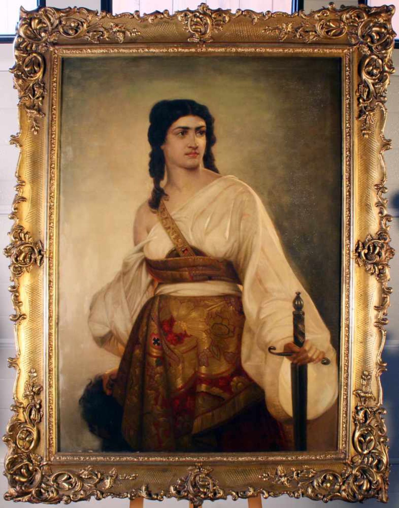 "Judith mit dem Haupt des Holofernes" - nach August Riedel (1799-1883) Öl auf Leinwand, - Bild 2 aus 3