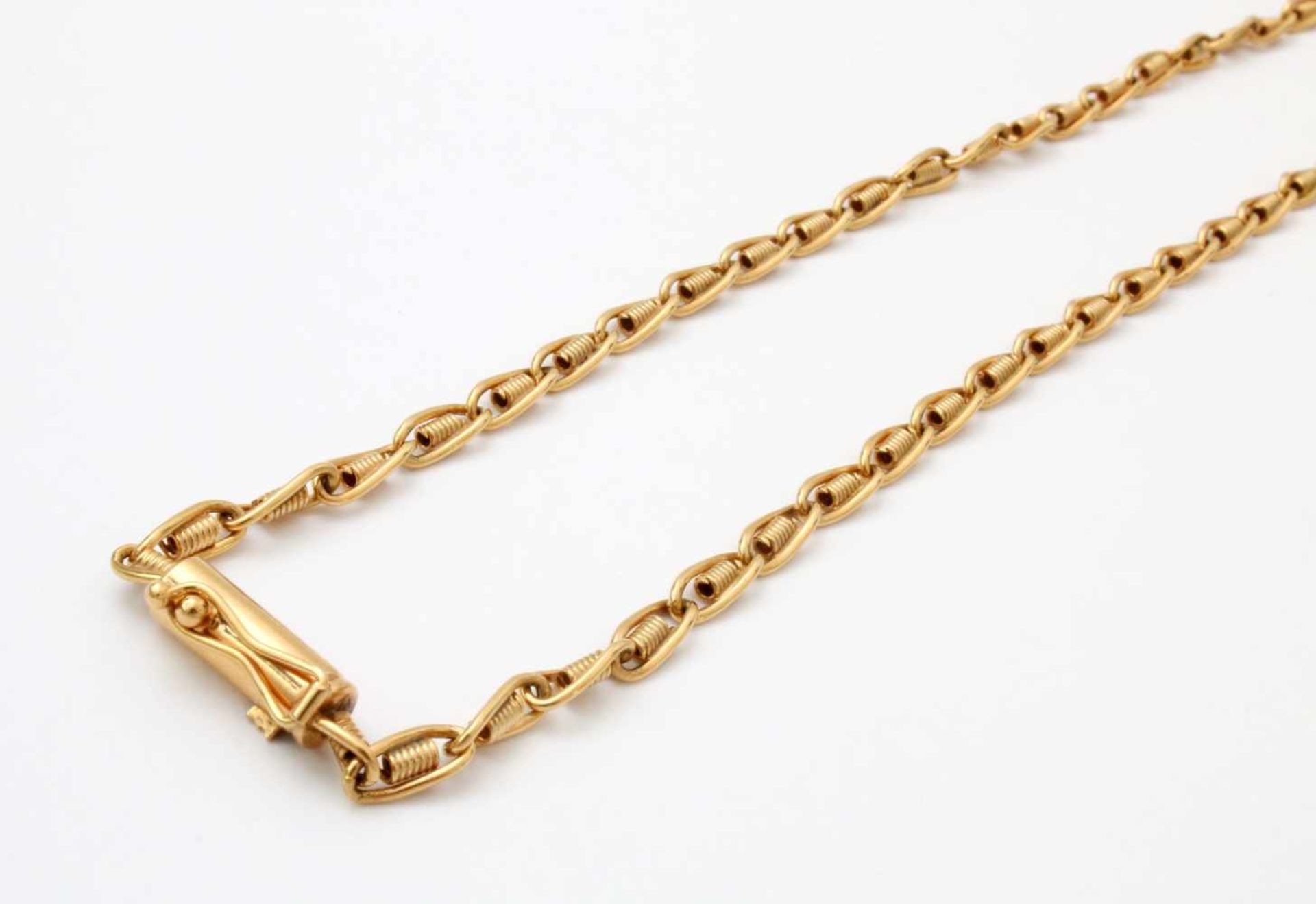 Gelbgold - Halskette GG 585, bestehend aus kleinen, gefassten Spiralen. Länge: 75 cm, Gewicht: 25 - Bild 3 aus 3
