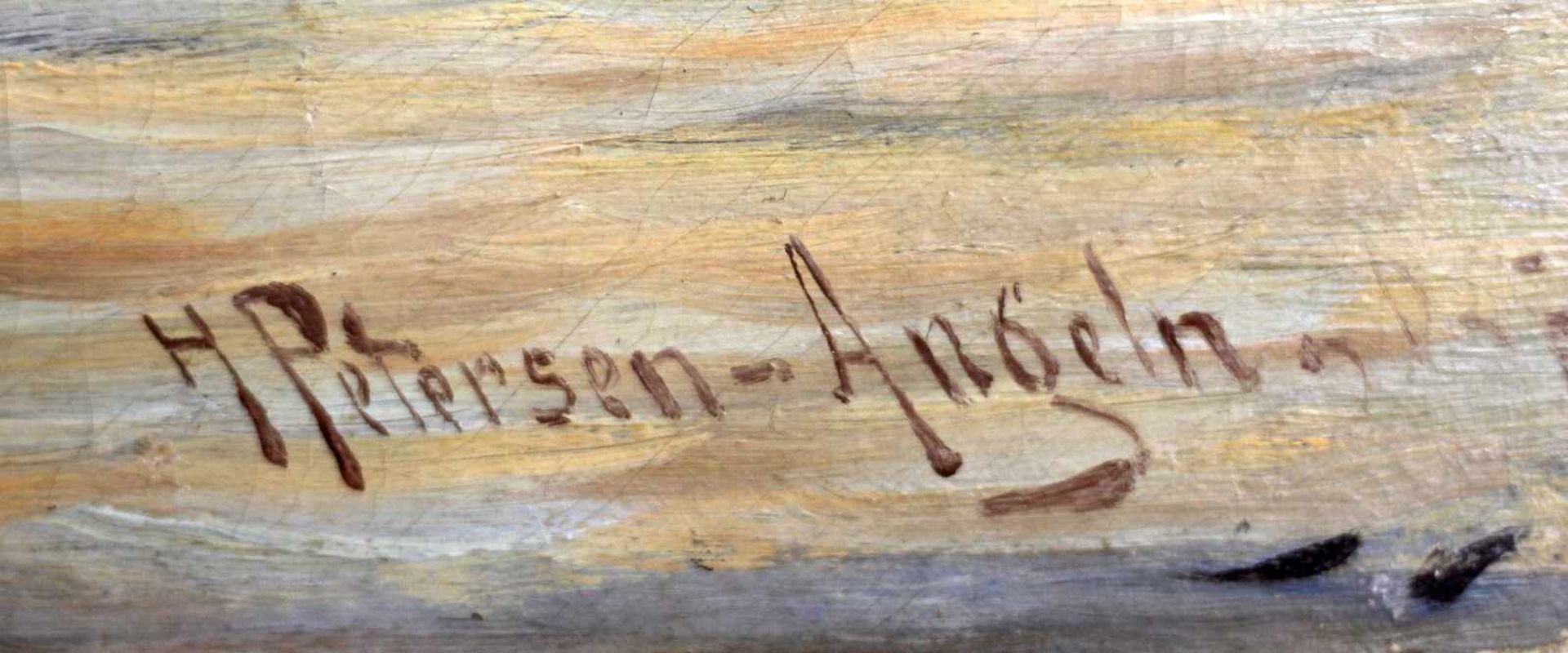 "Boote am Hafen" - Heinrich Petersen-Angeln (1850-1906) Öl auf Leinwand, unten rechts signiert, - Image 3 of 3
