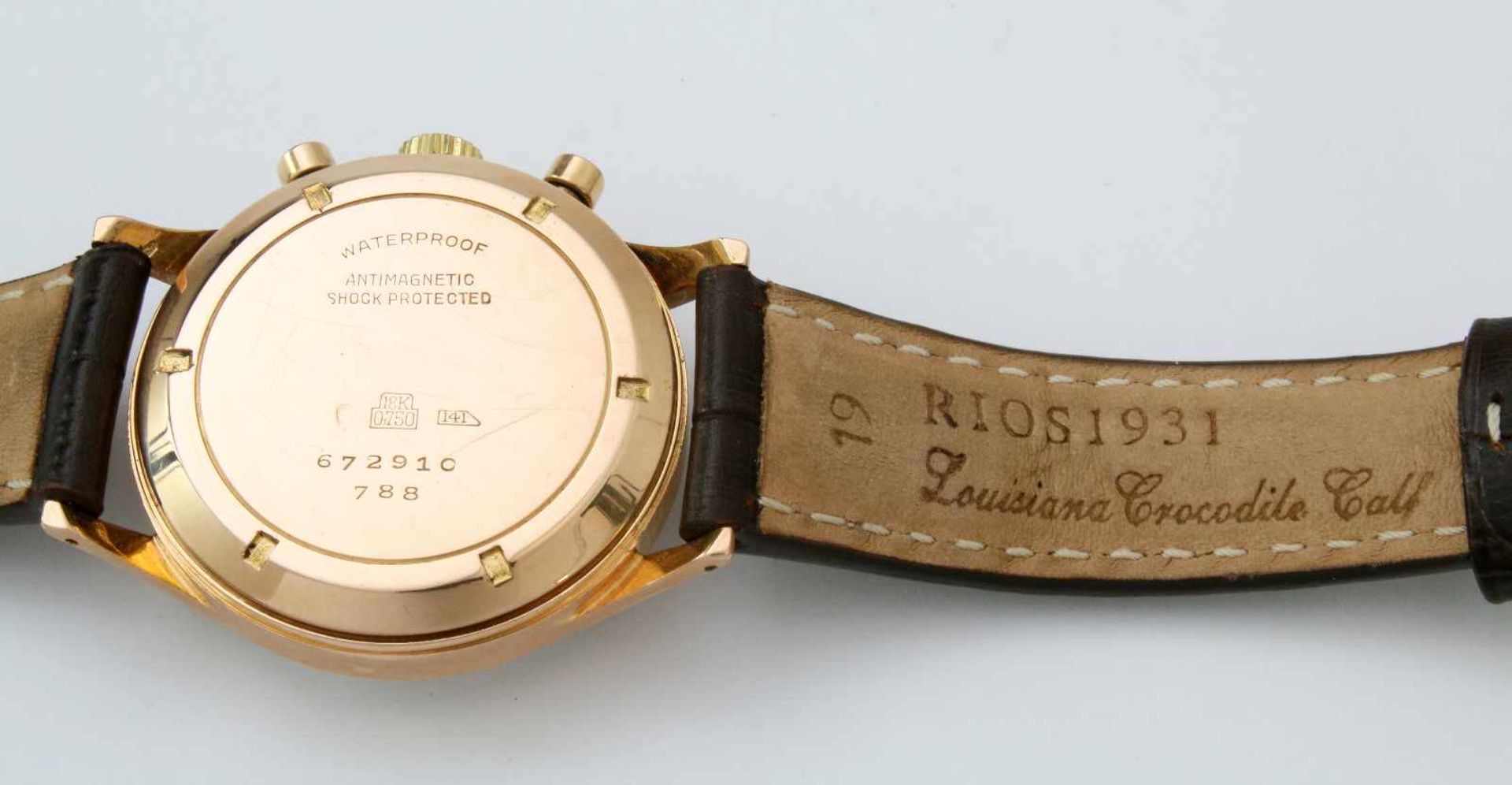 Armbanduhr Breitling Premier Chronograph um 1940 17-steiniges Handaufzugswerk, Gehäuse Roségold 750, - Bild 7 aus 7